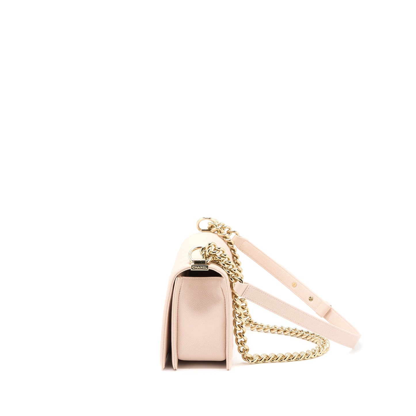 Chanel Medium Boy Bag Chevron Caviar Light Pink L