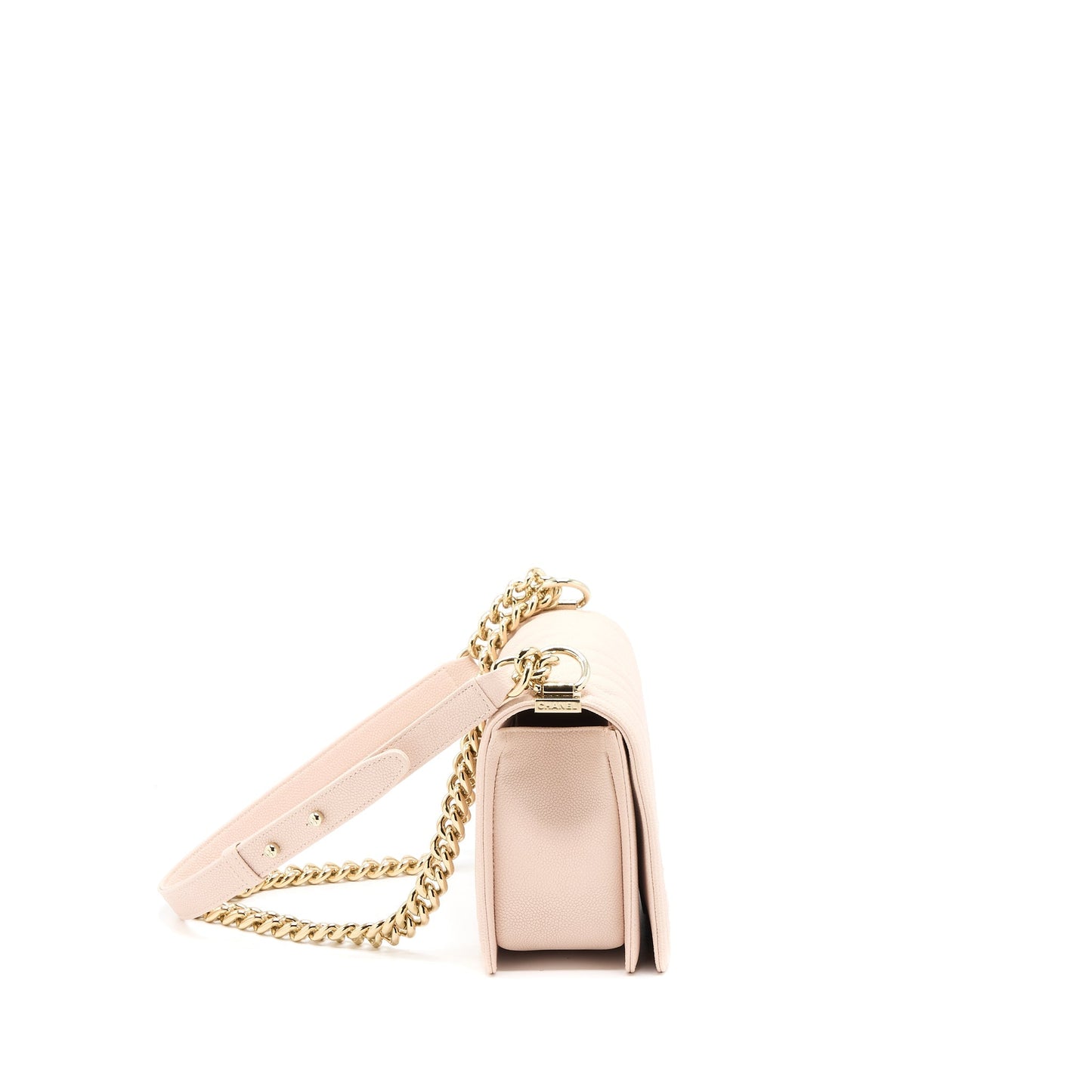 Chanel Medium Boy Bag Chevron Caviar Light Pink L
