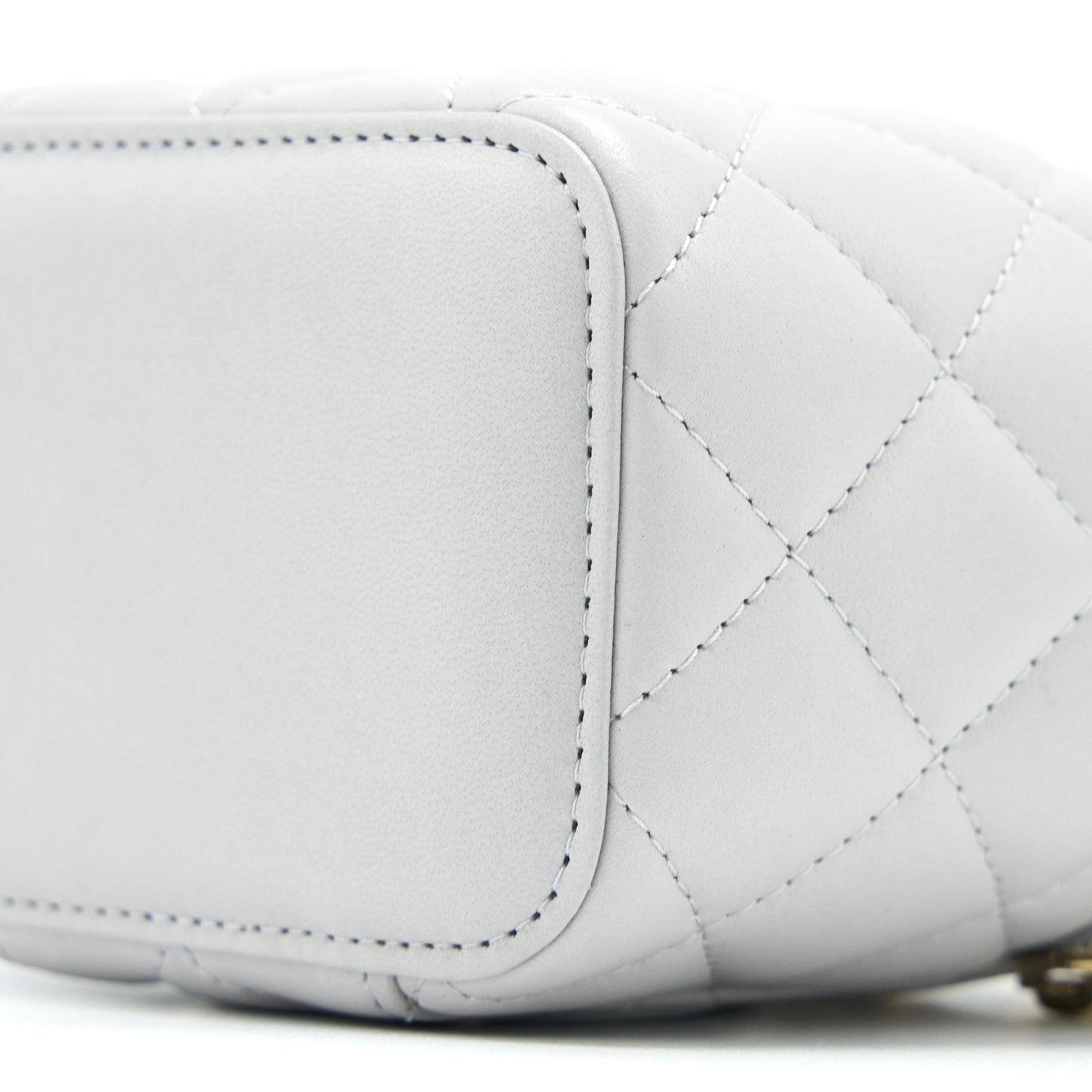 Chanel 21A Top Handle Mini Vanity with Chain Lambskin Light Grey