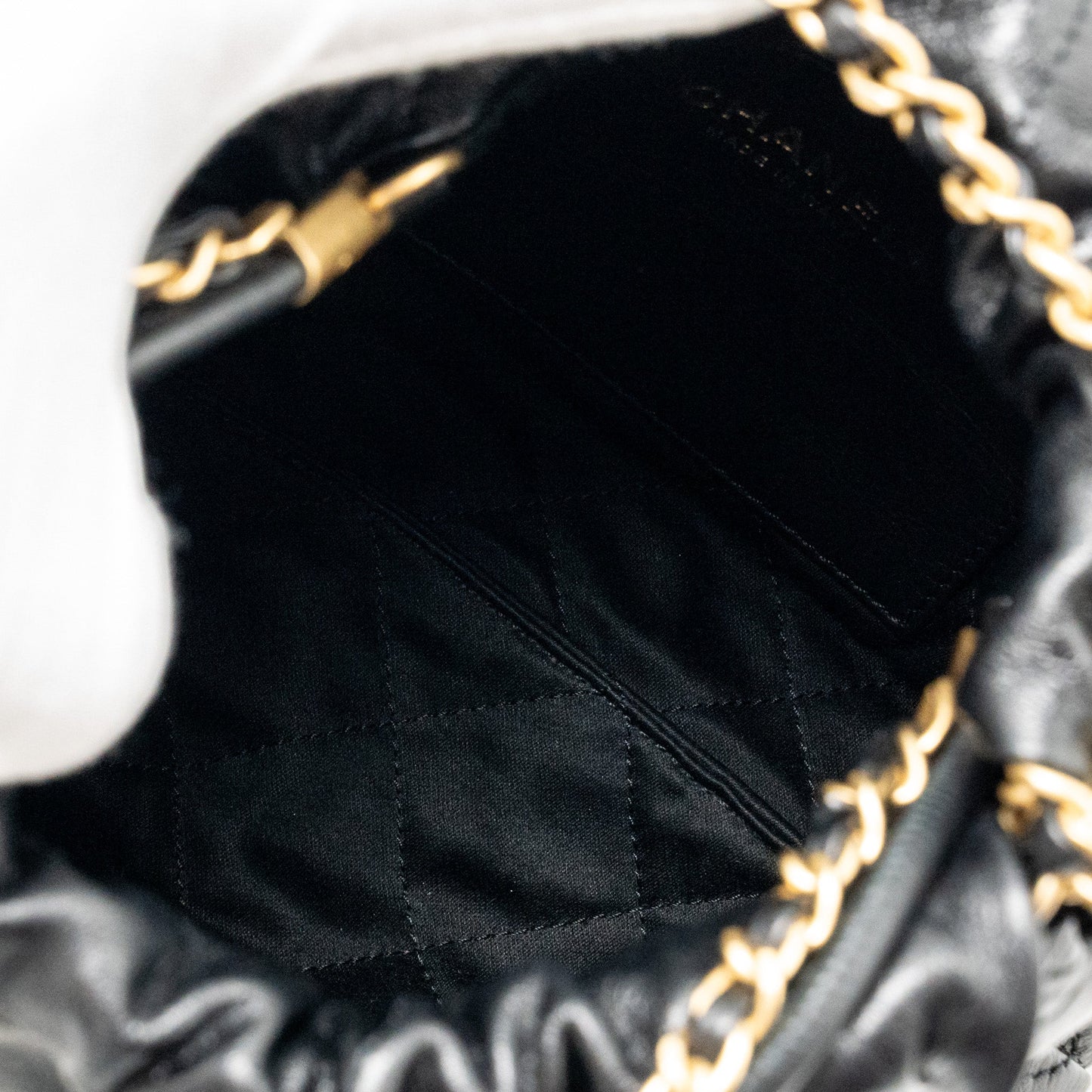 Chanel 23s Mini 22 Bag With Pearl Shiny Calfskin  (Microchip)