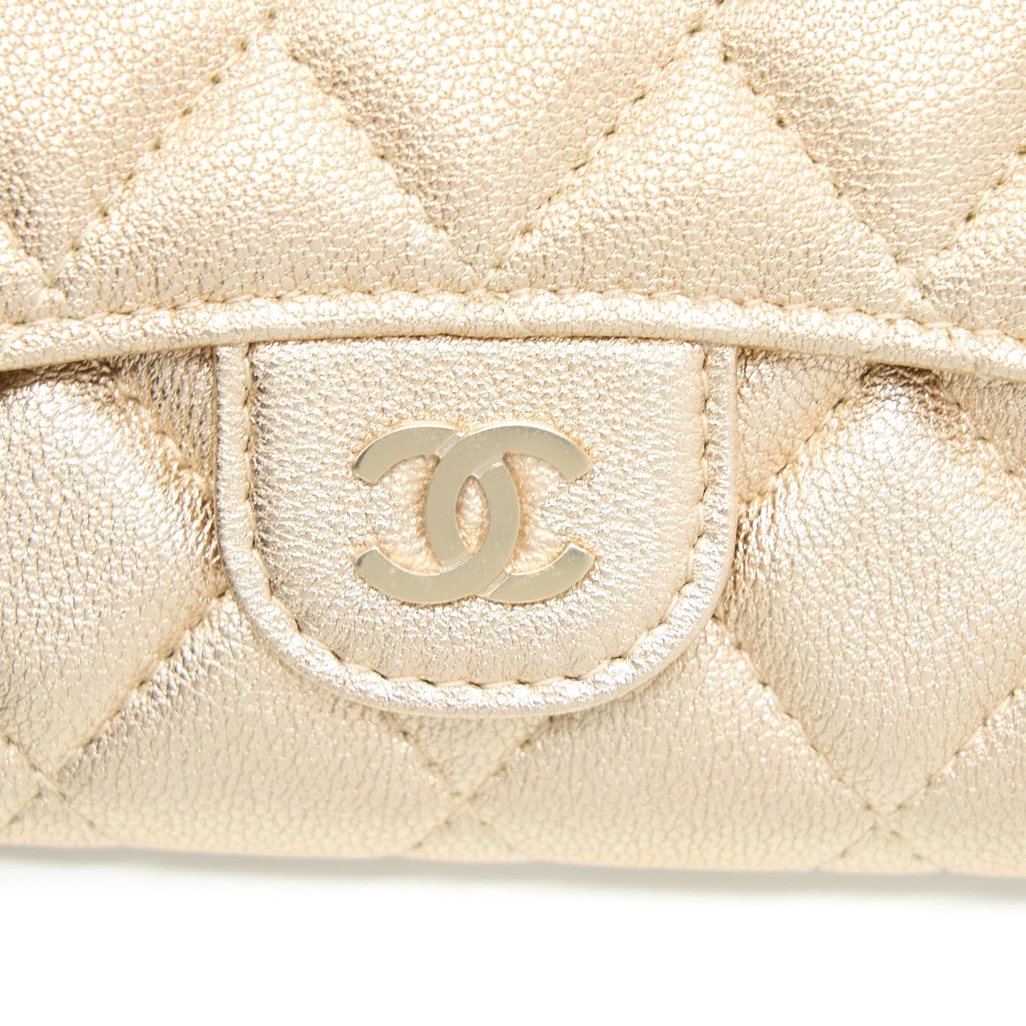 Chanel Quilted Classic Flap Card Holder Lambskin Gold L