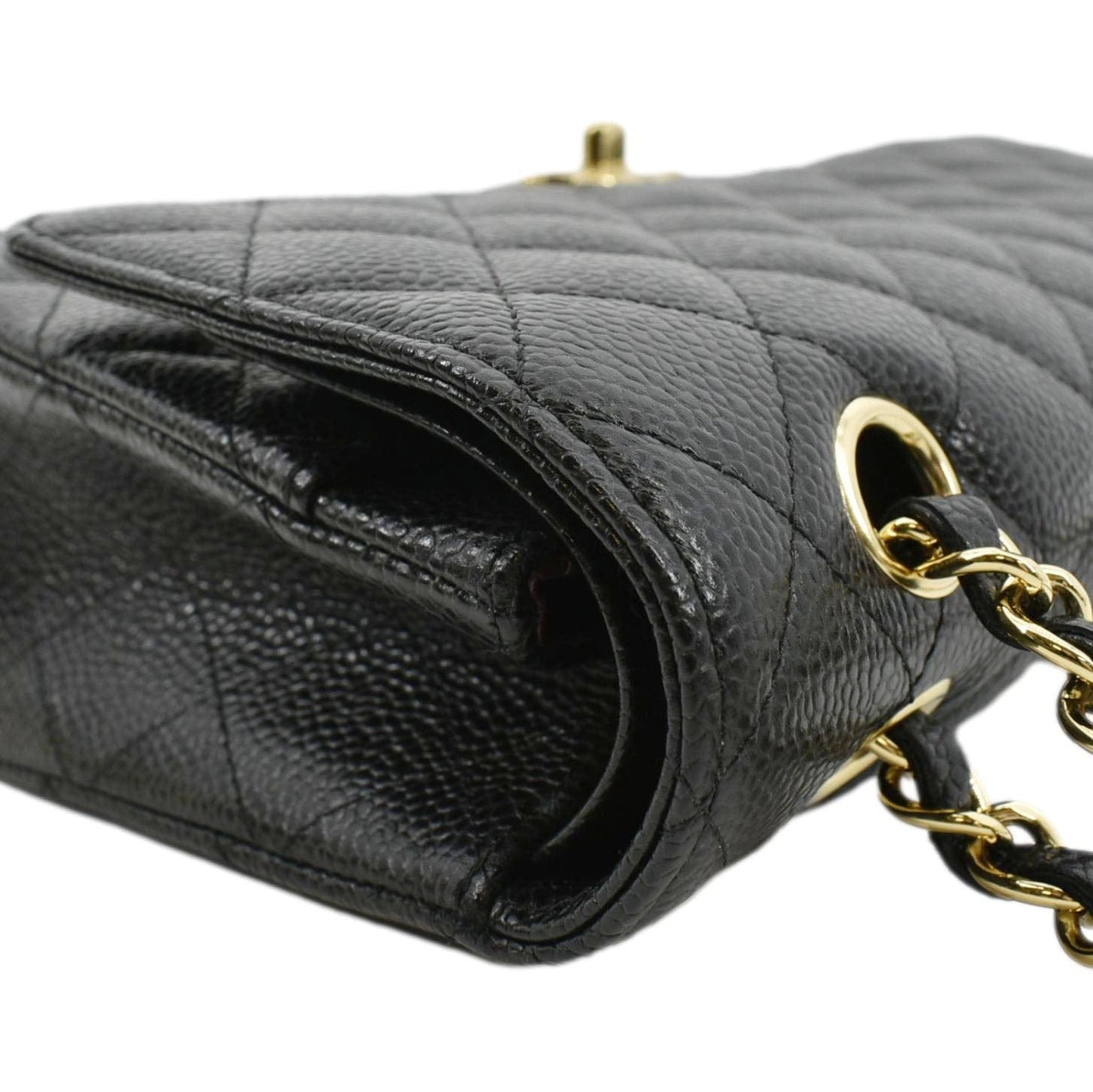 CHANEL Classic Double Flap Caviar Leather Shoulder Bag Black