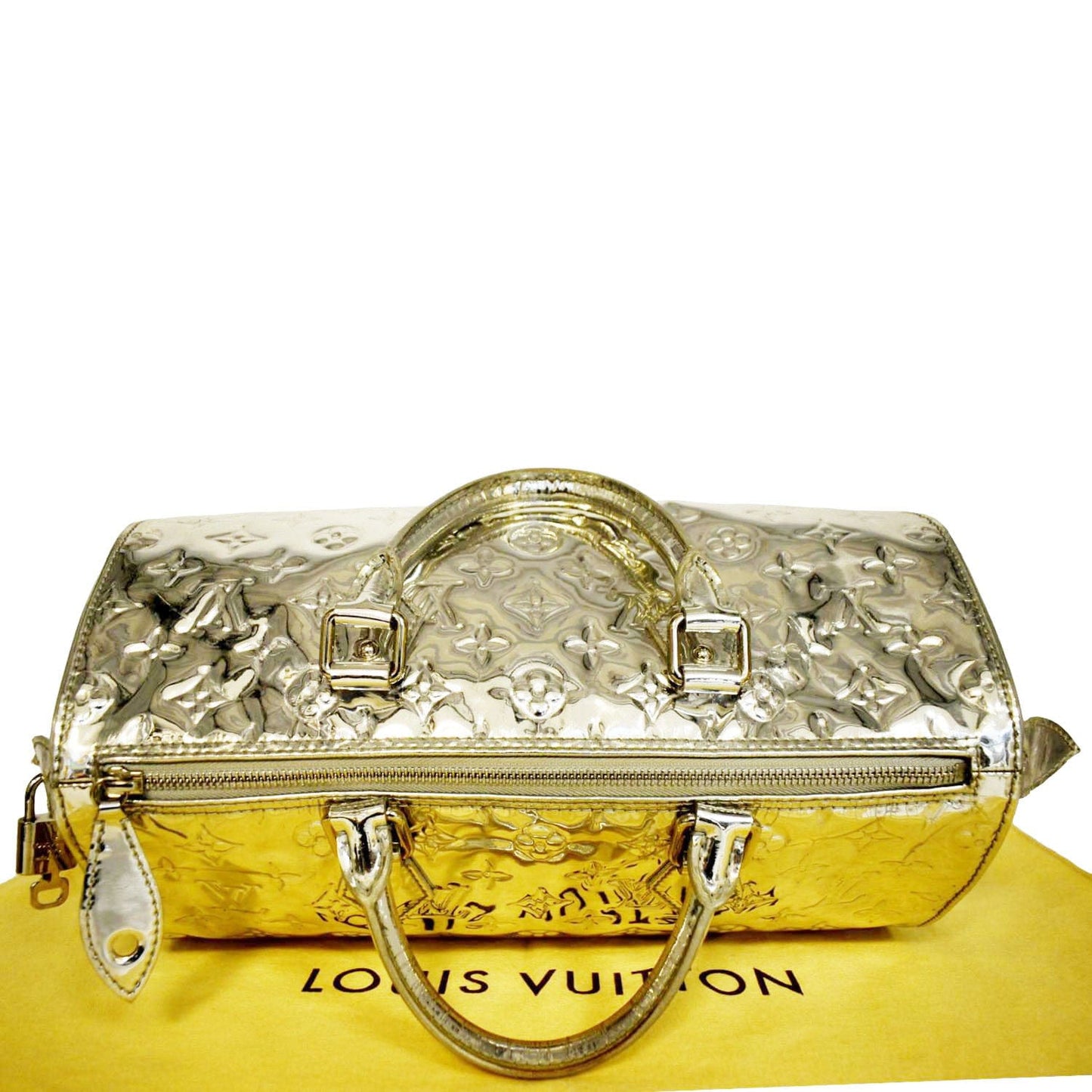 LOUIS VUITTON  30 Miroir Monogram Patent Leather Satchel Bag Metallic Silver