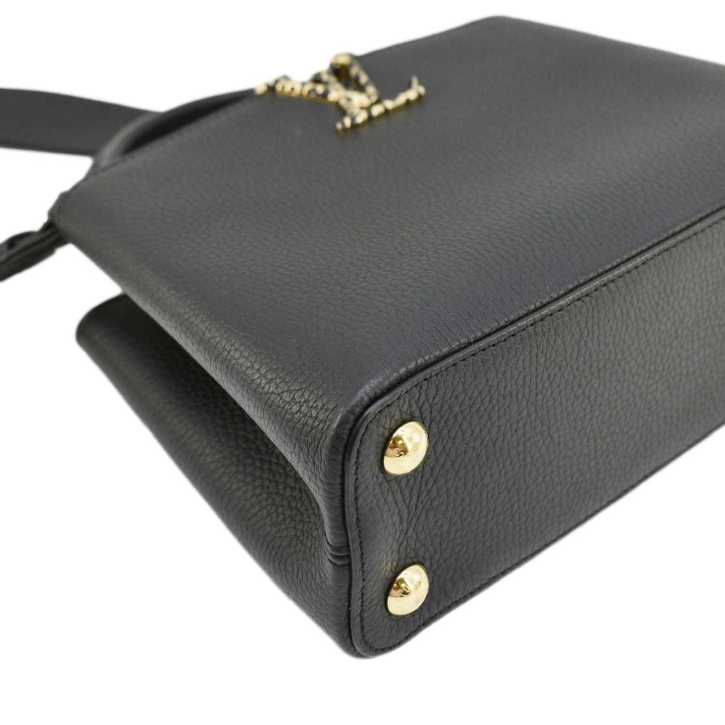 LOUIS VUITTON Capucines BB Leopard Taurillon Leather Shoulder Bag Black