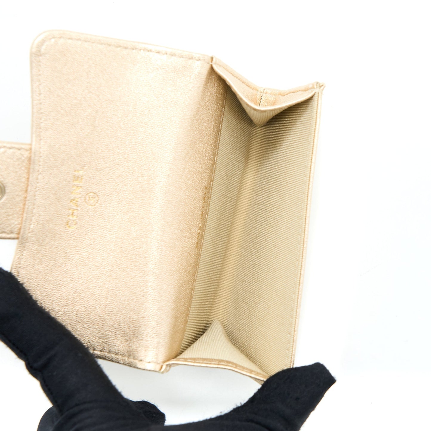 Chanel Quilted Classic Flap Card Holder Lambskin Gold L