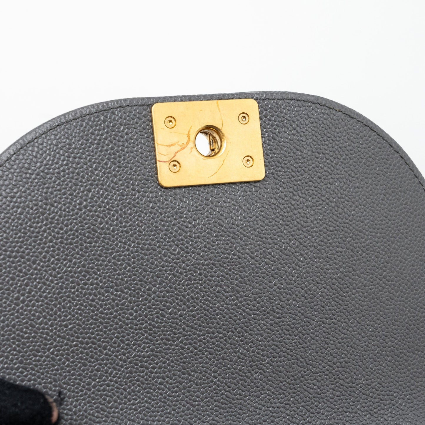 Chanel 22A Round Boy Messenger Bag Caviar Grey (Microchip)