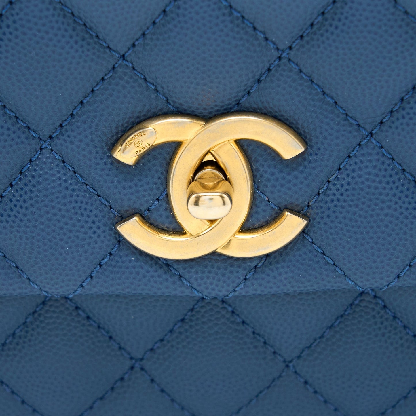 Chanel Medium Coco Handle Flap Bag Caviar Blue