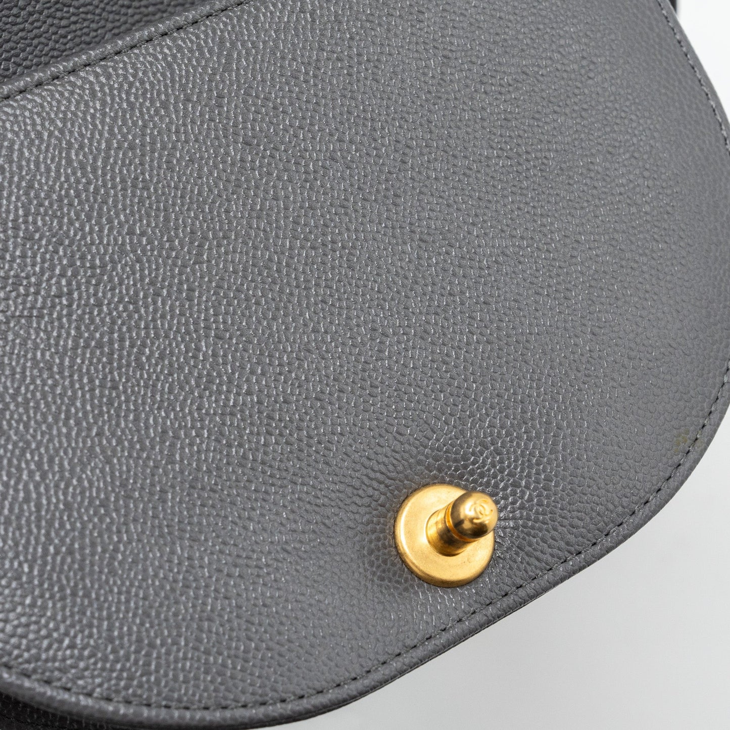 Chanel 22A Round Boy Messenger Bag Caviar Grey (Microchip)