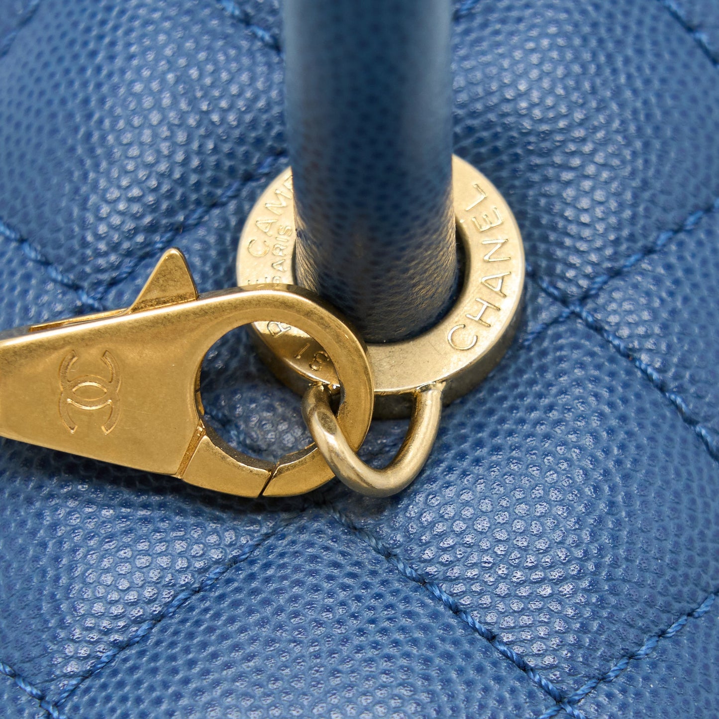 Chanel Medium Coco Handle Flap Bag Caviar Blue