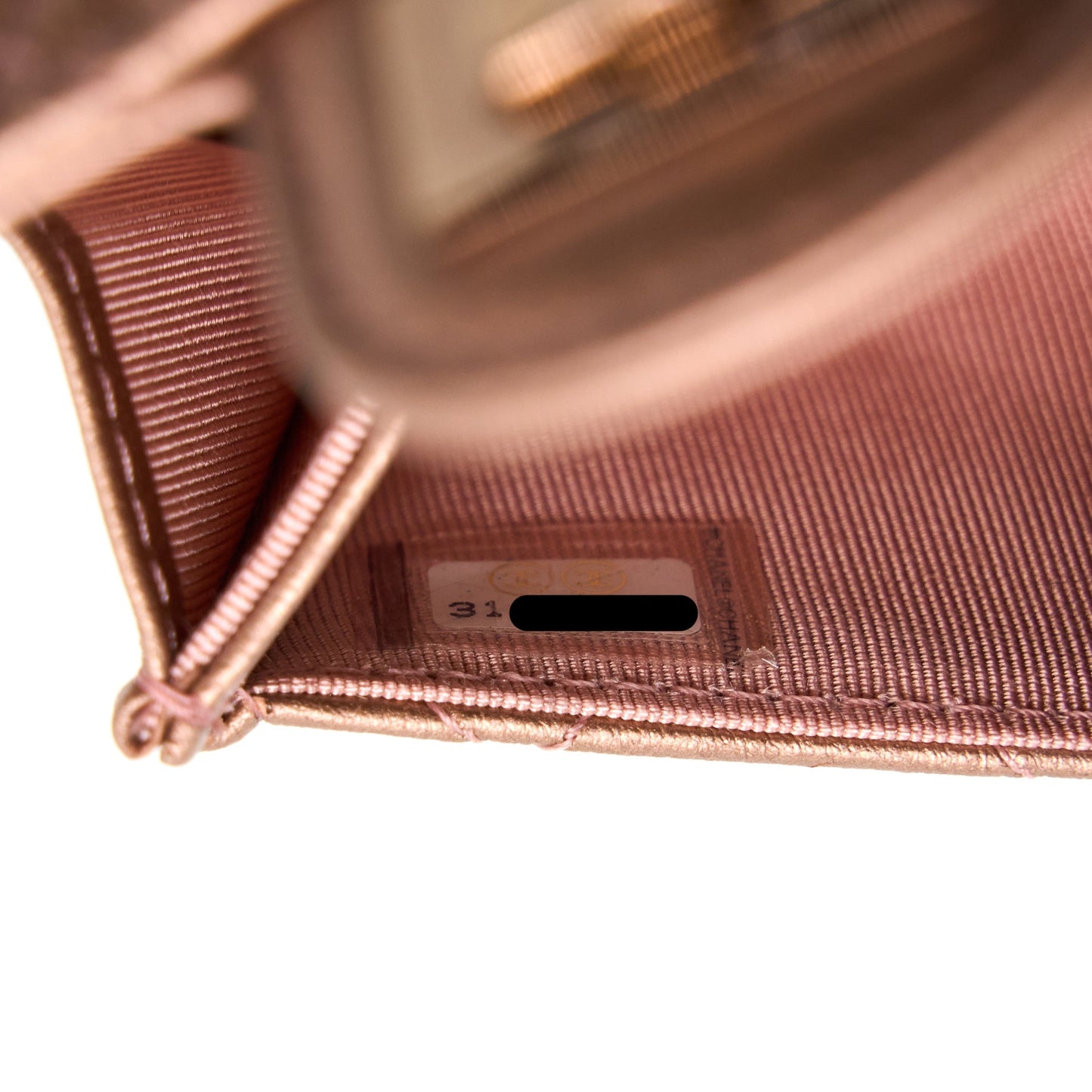 Chanel 2.55 Reissue Flap Card Holder Metallic Grained Calfskin Rose Gold R