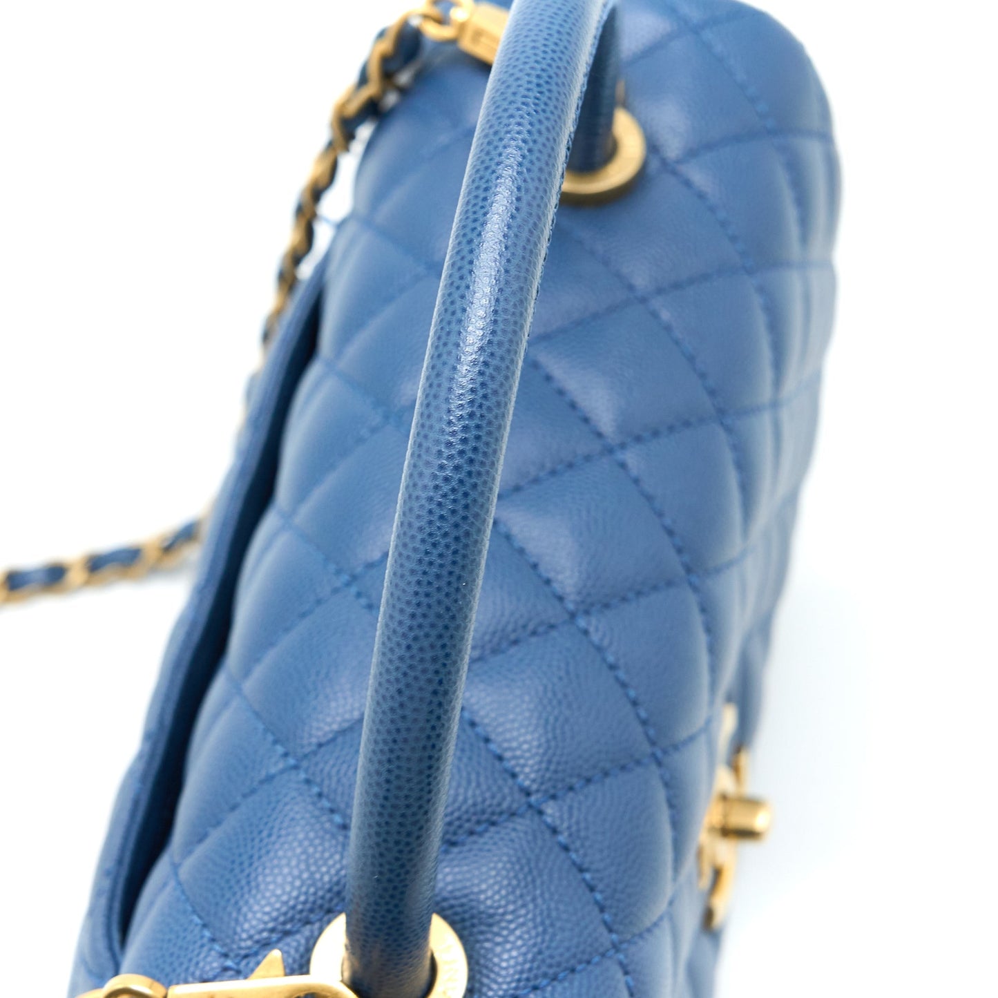 Chanel Medium Coco Handle Flap Bag Caviar Blue