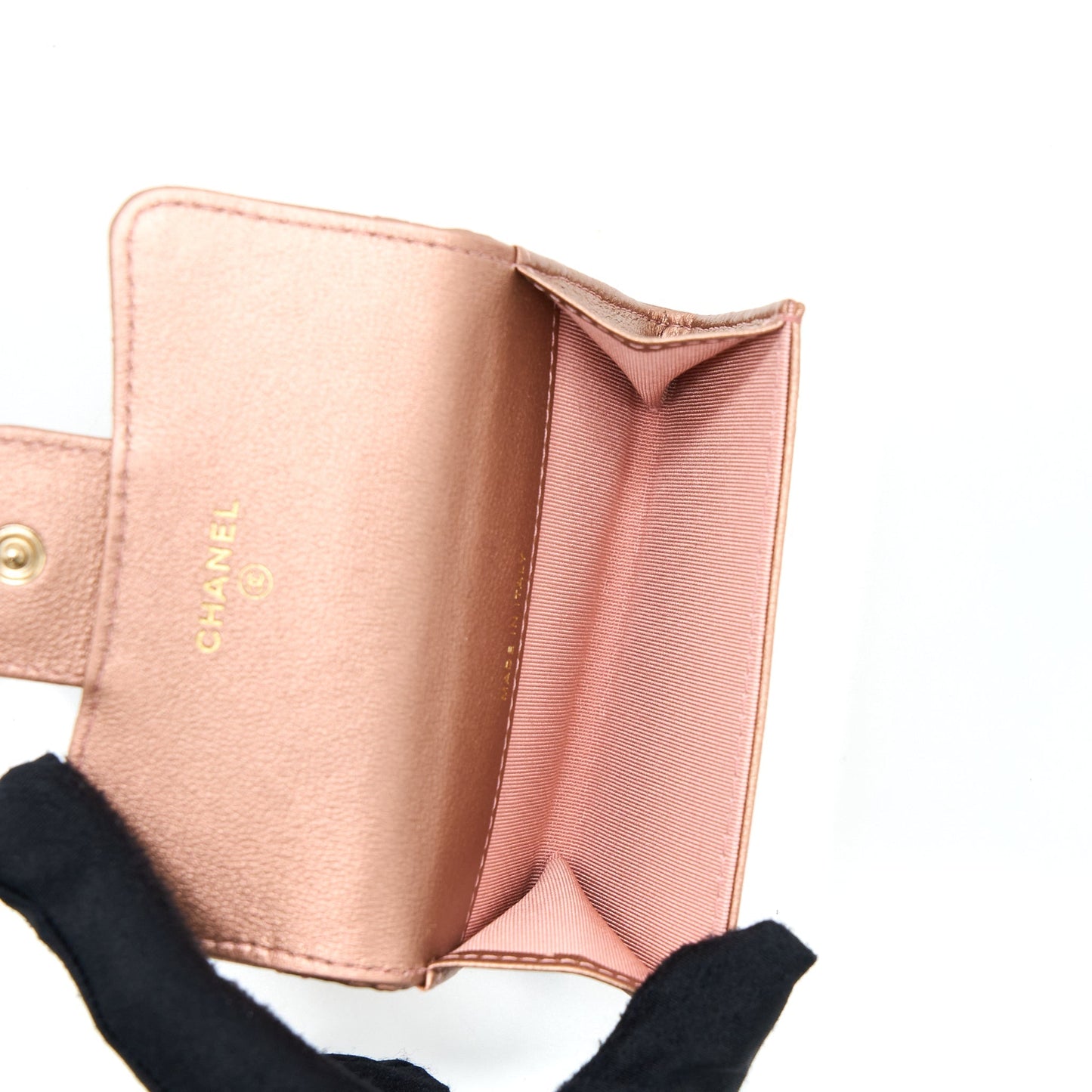 Chanel 2.55 Reissue Flap Card Holder Metallic Grained Calfskin Rose Gold R