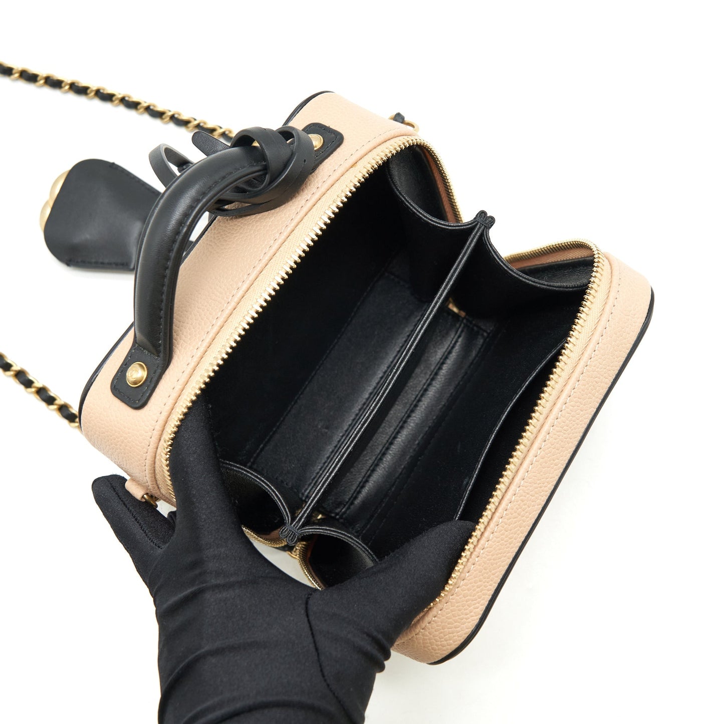 Chanel Mini Vanity Filigree Caviar Beige / Black L