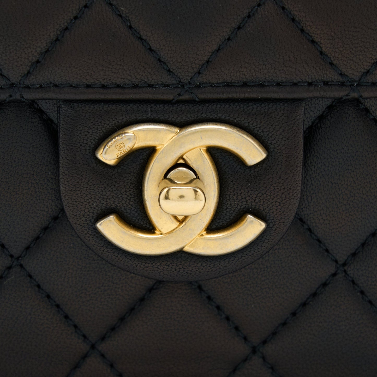 Chanel Vertical Pearl Flap Bag Goatskin Black