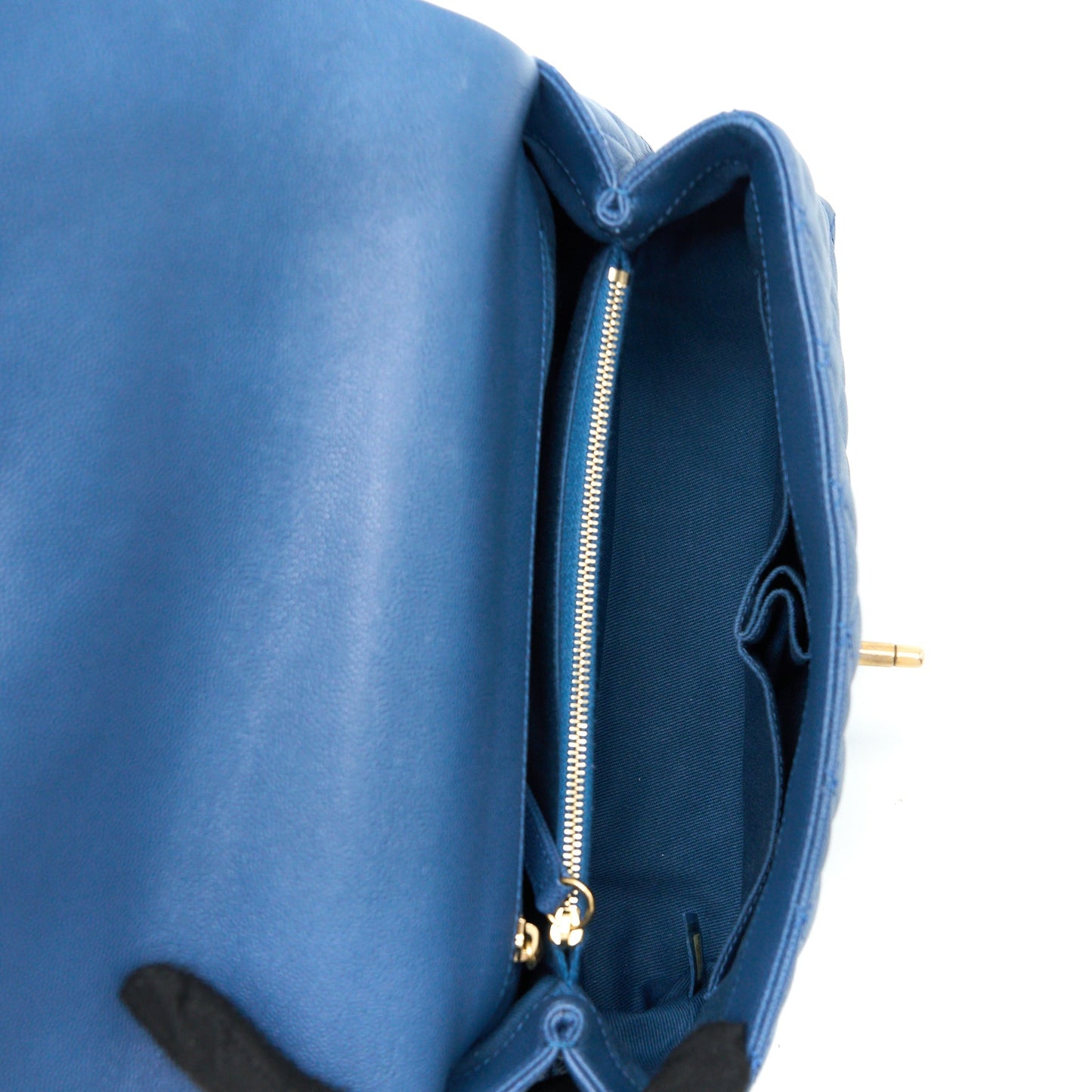 Chanel Medium Coco Handle Flap Bag Caviar Blue