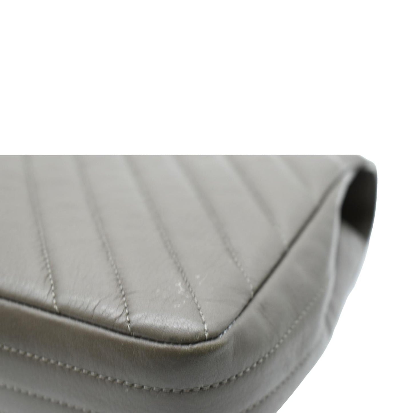 CHANEL Statement Medium Flap Quilted Chevron Crossbody Bag Khaki