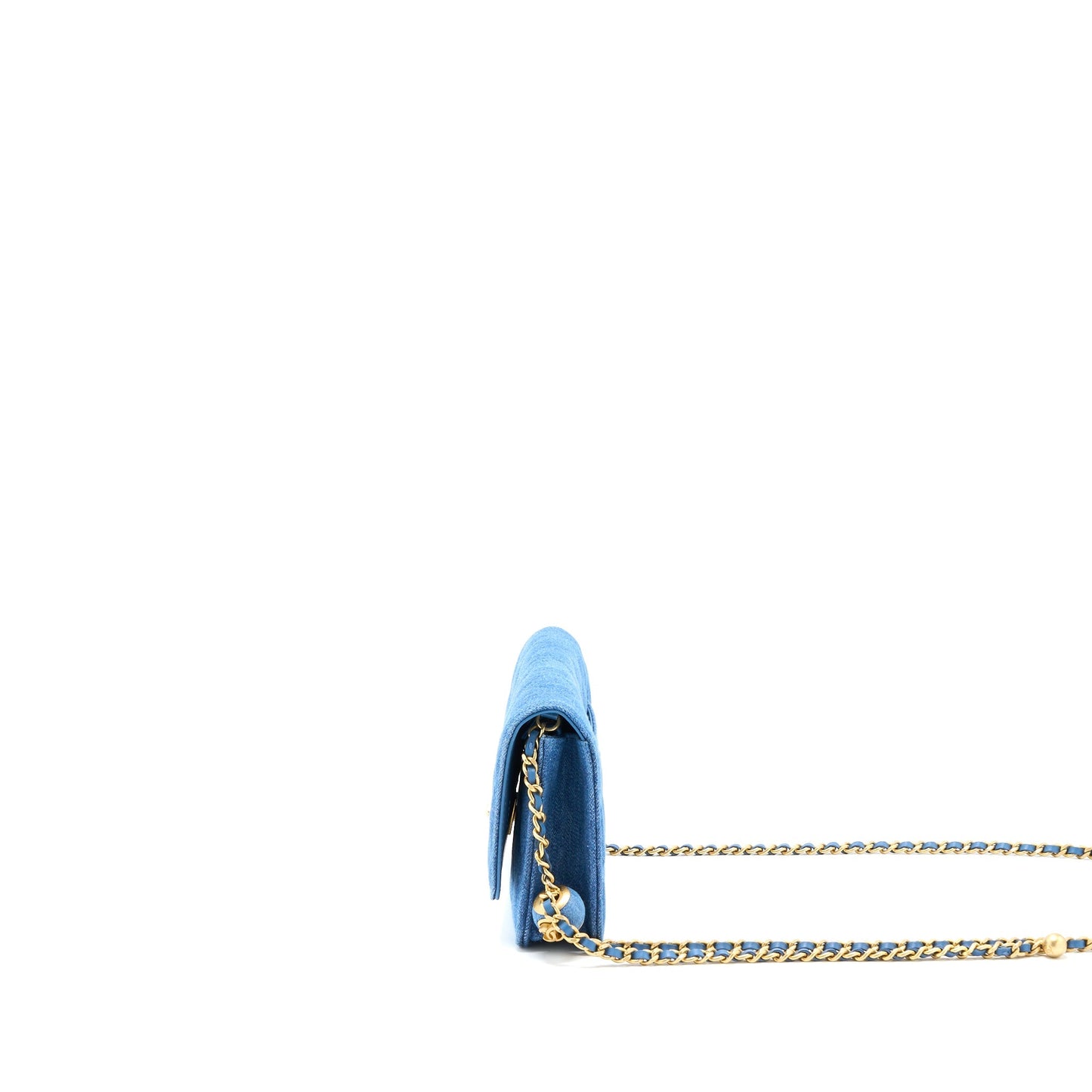 Chanel Pearl Crush Wallet on Chain Denim Light Blue  (Microchip)