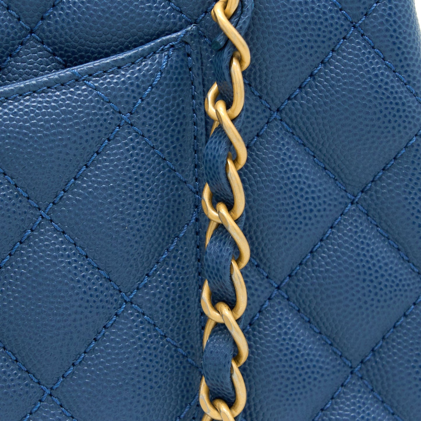 Chanel Medium Coco Handle Flap Bag Caviar Blue