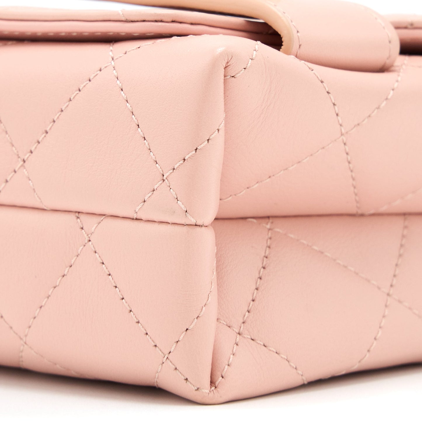 Chanel Front Logo Flap Bag Calfskin Pink Brushed