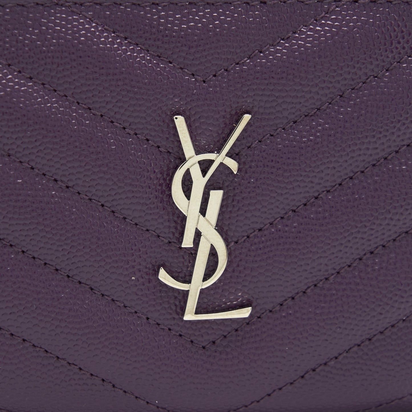 Saint Laurent Quilted Monogram Bi-fold Wallet Dark Purple