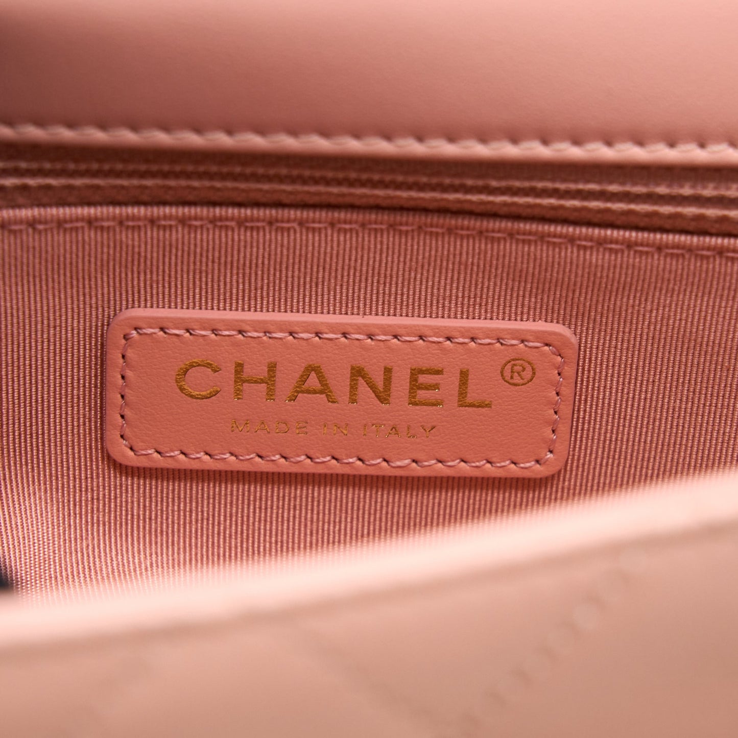 Chanel Front Logo Flap Bag Calfskin Pink Brushed