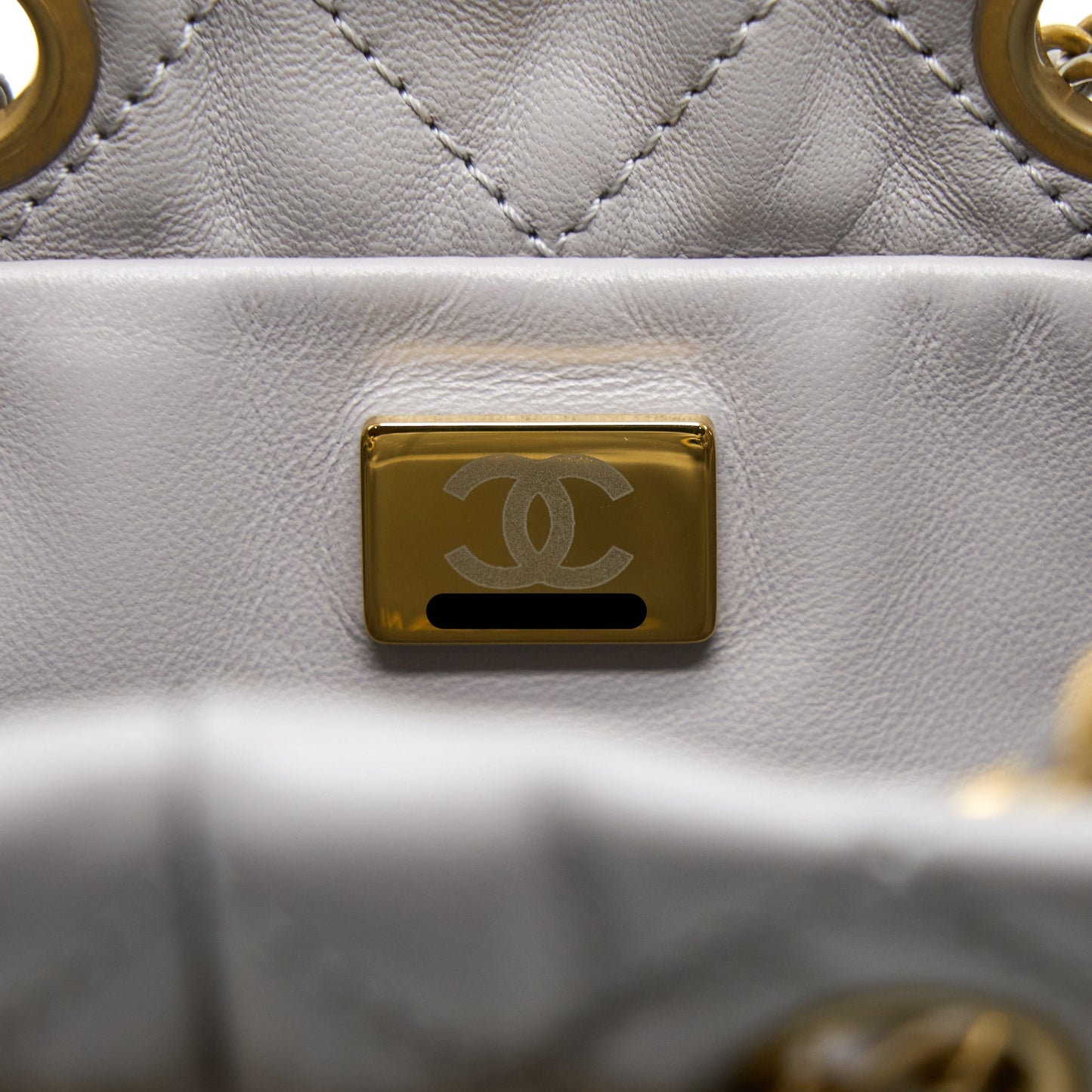 Chanel 22B Pearl Crush Bucket Bag Lambskin Grey  (Microchip)