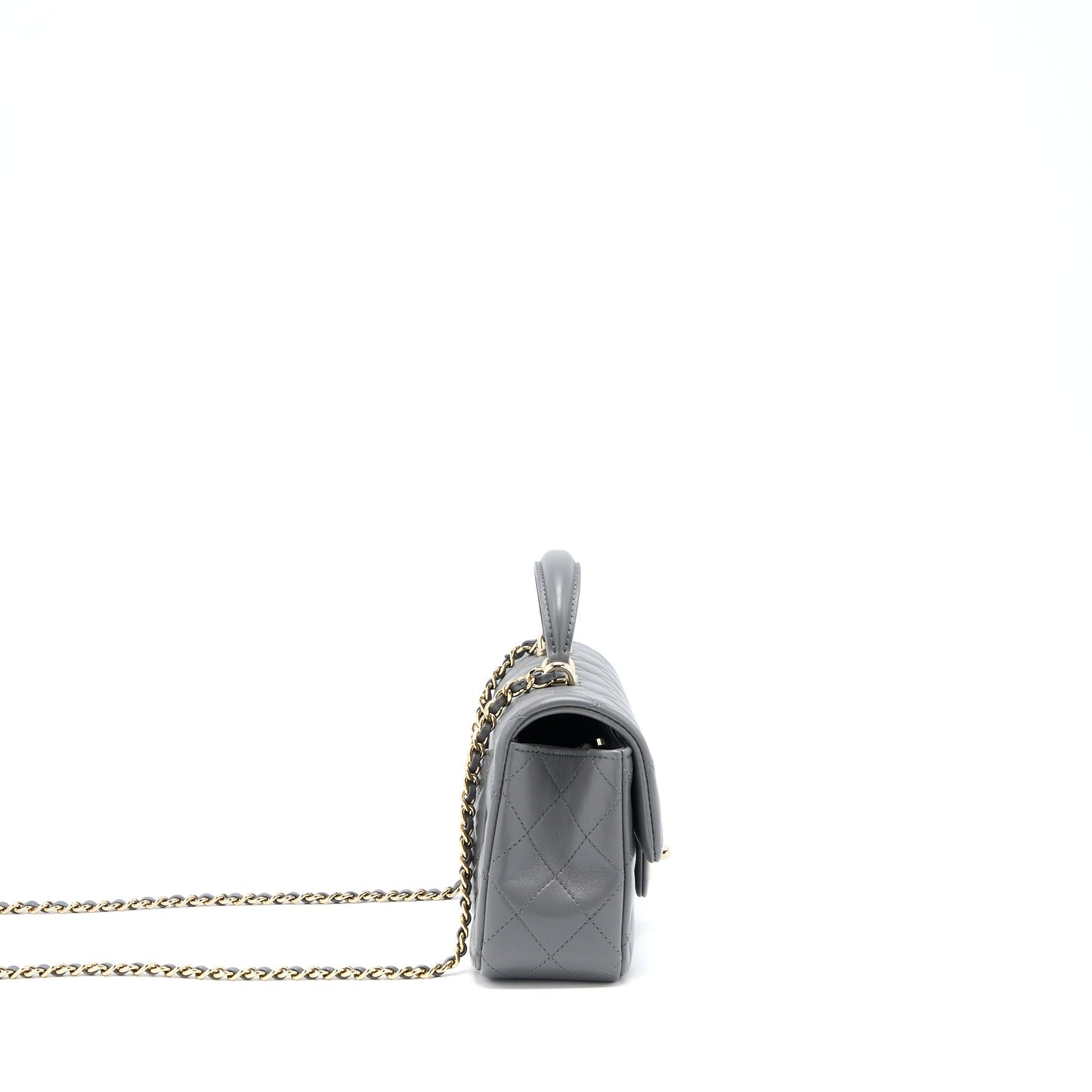 Chanel 22A Top Handle Mini Rectangular Flap Bag Lambskin Grey L(Microchip)