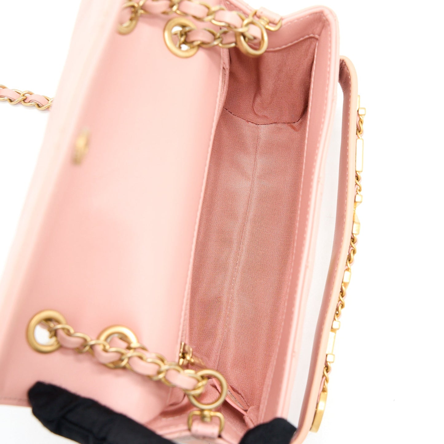Chanel Front Logo Flap Bag Calfskin Pink Brushed