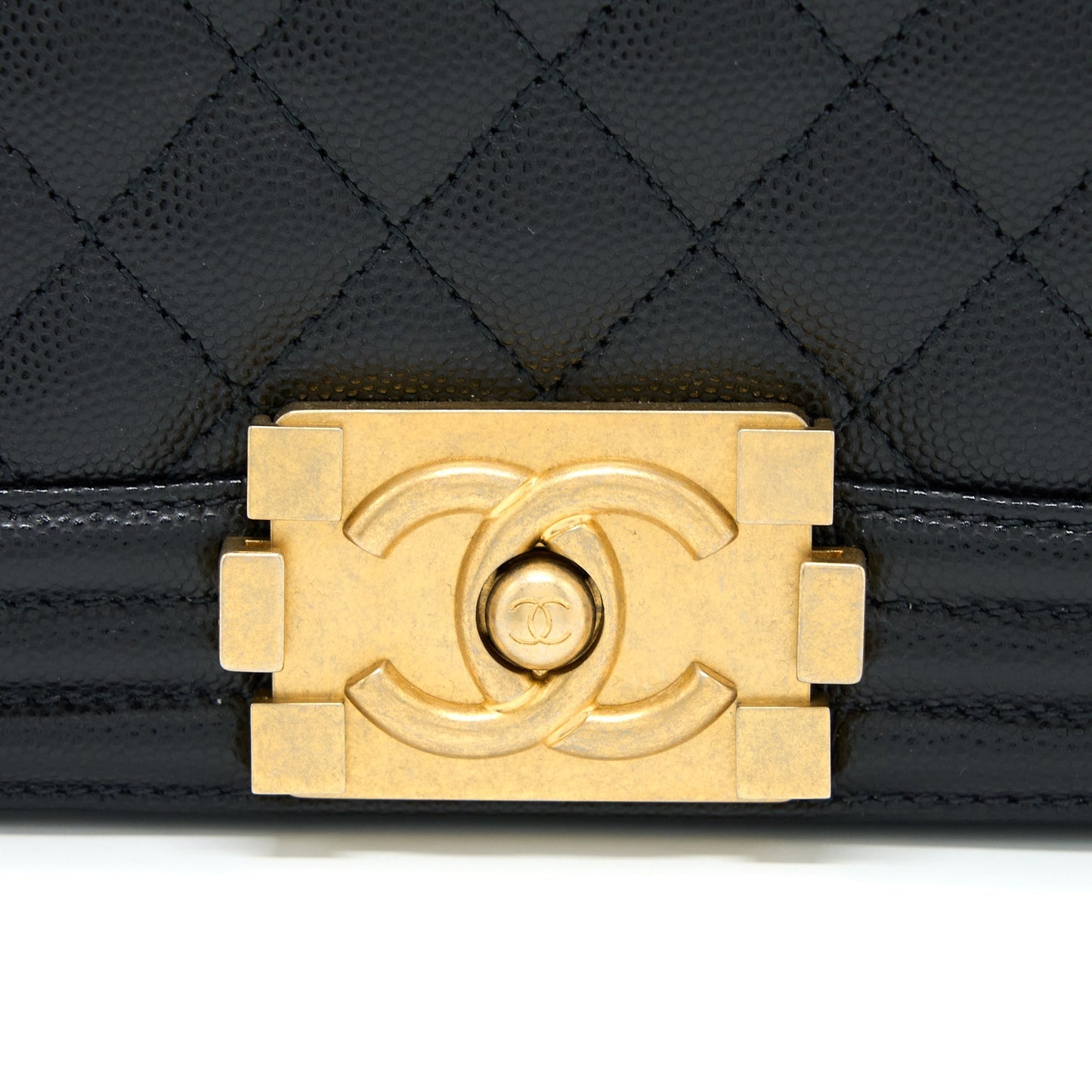 Chanel Small Boy Bag Caviar Black Brushed  (Microchip)