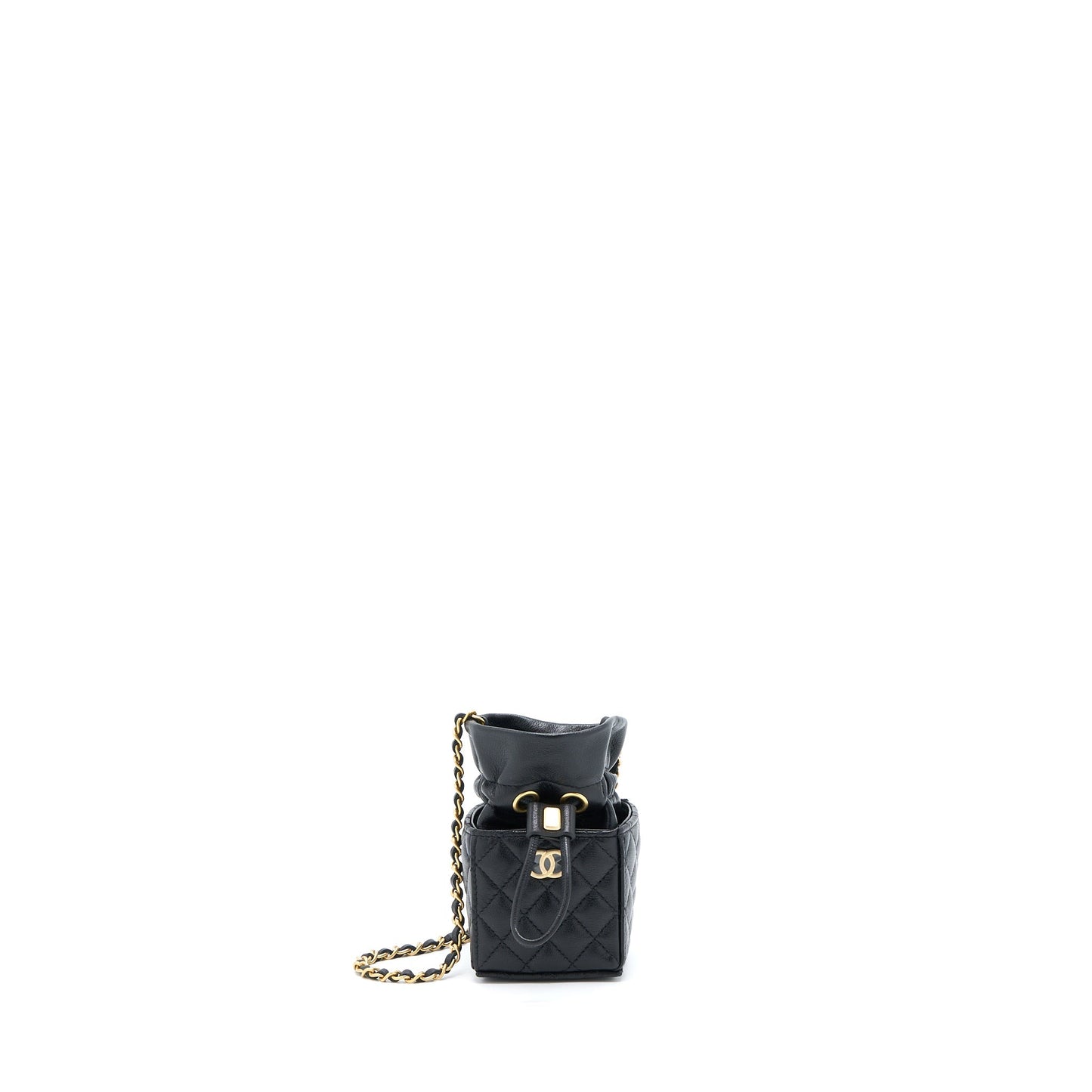 Chanel Mini Vanity Bucket Crossbody Lambskin Black Brushed
