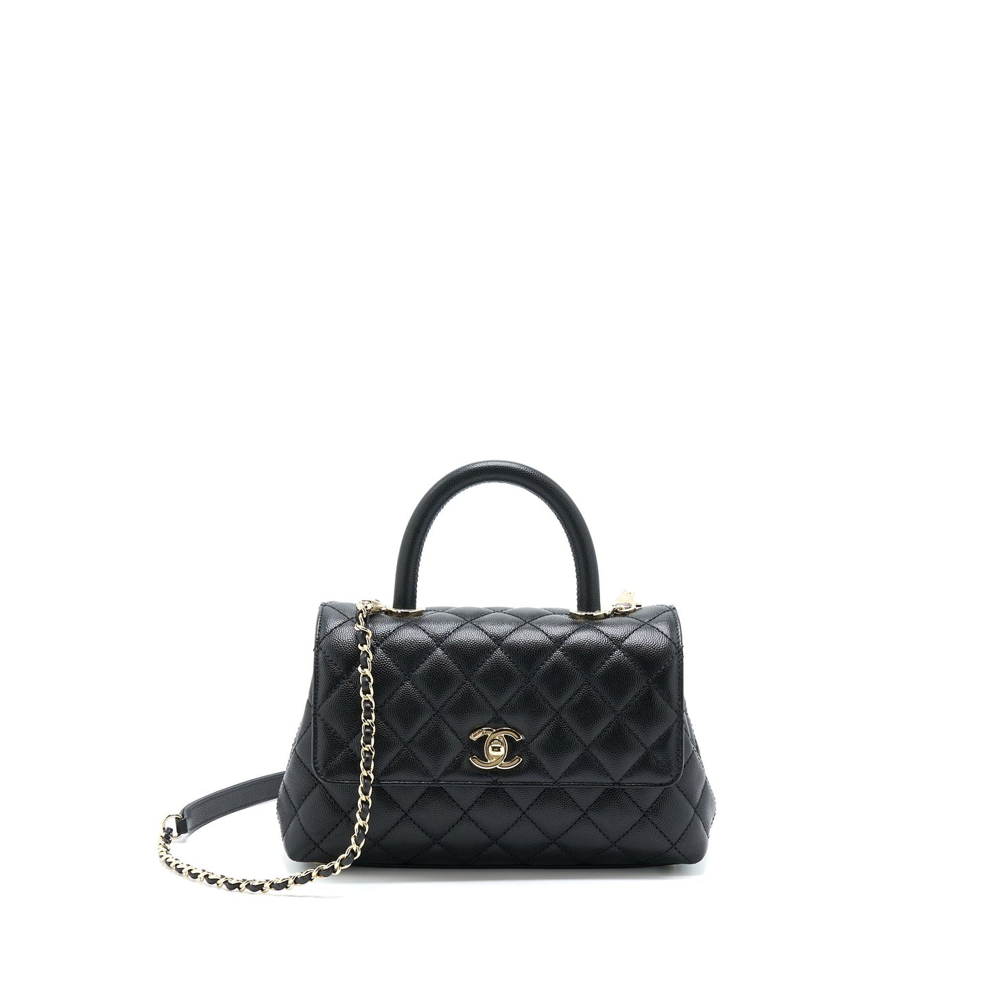 Chanel Small Coco Handle Caviar Black L .