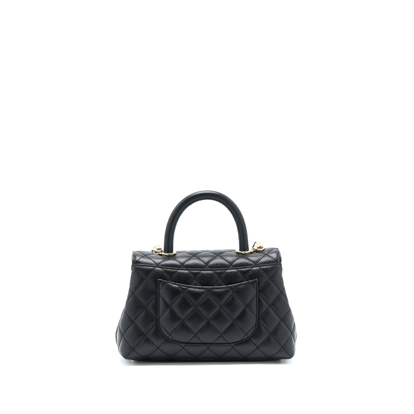 Chanel Small Coco Handle Caviar Black L .