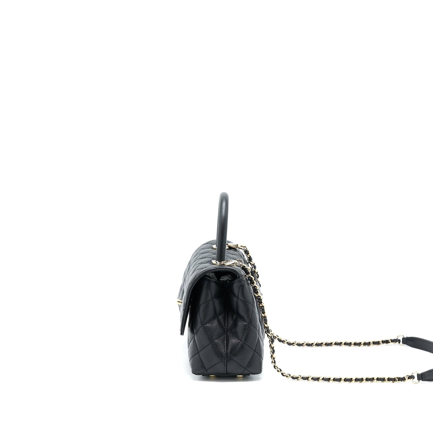 Chanel Small Coco Handle Caviar Black L .