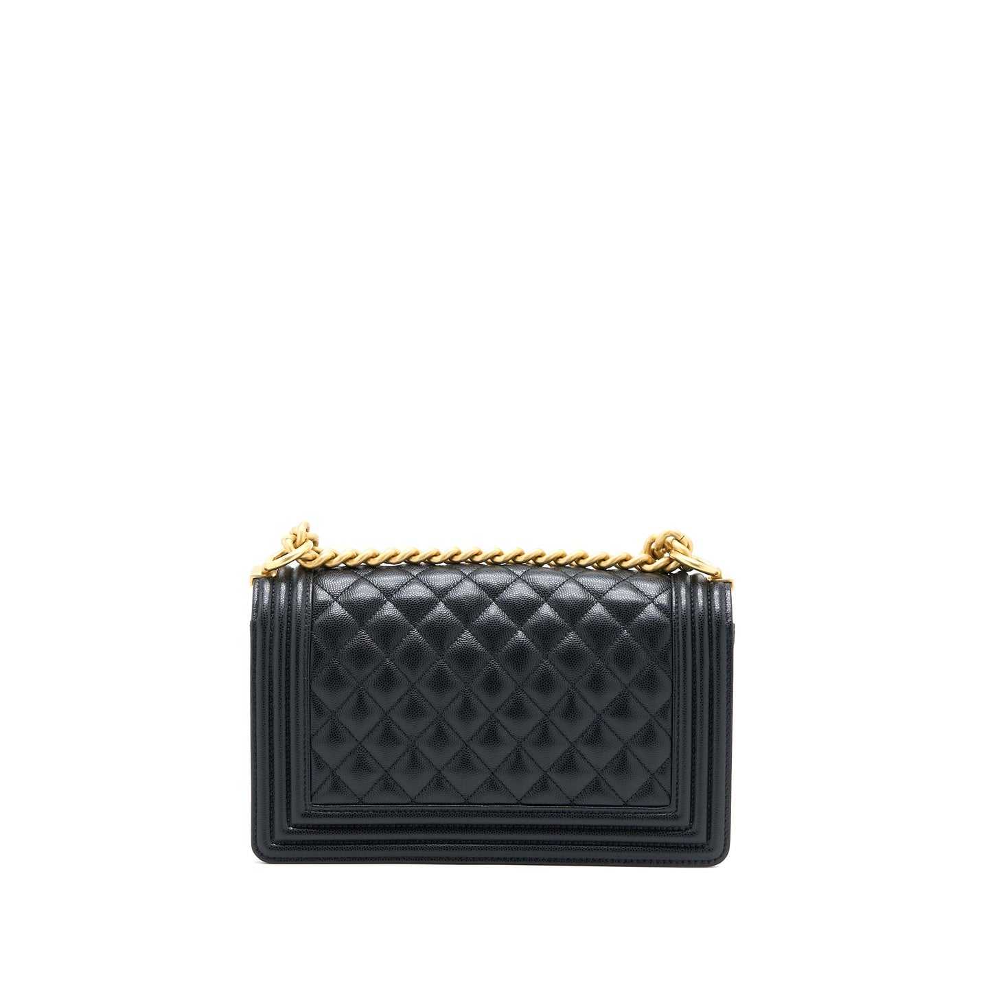 Chanel Medium Boy Bag Caviar Black Brushed  (Microchip)