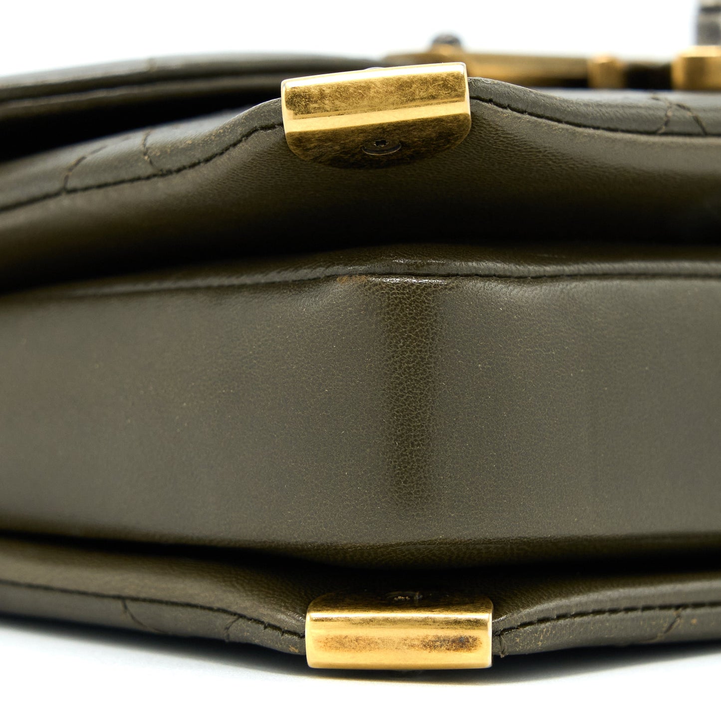 Chanel Messenger Flap Bag Lambskin Olive Green Ruthenium