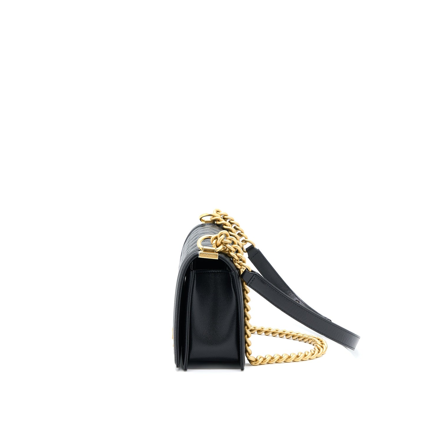 Chanel Medium Boy Bag Caviar Black Brushed  (Microchip)