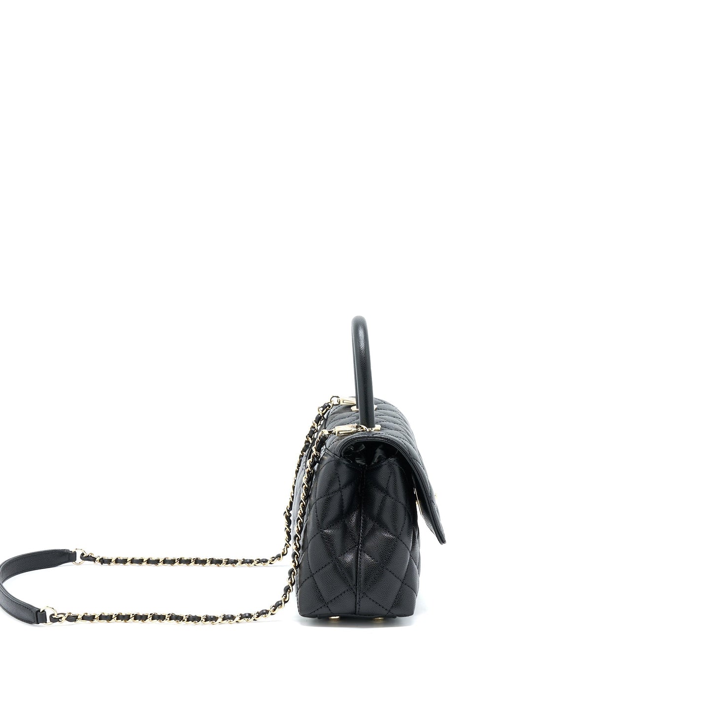 Chanel Small Coco Handle Caviar Black L .