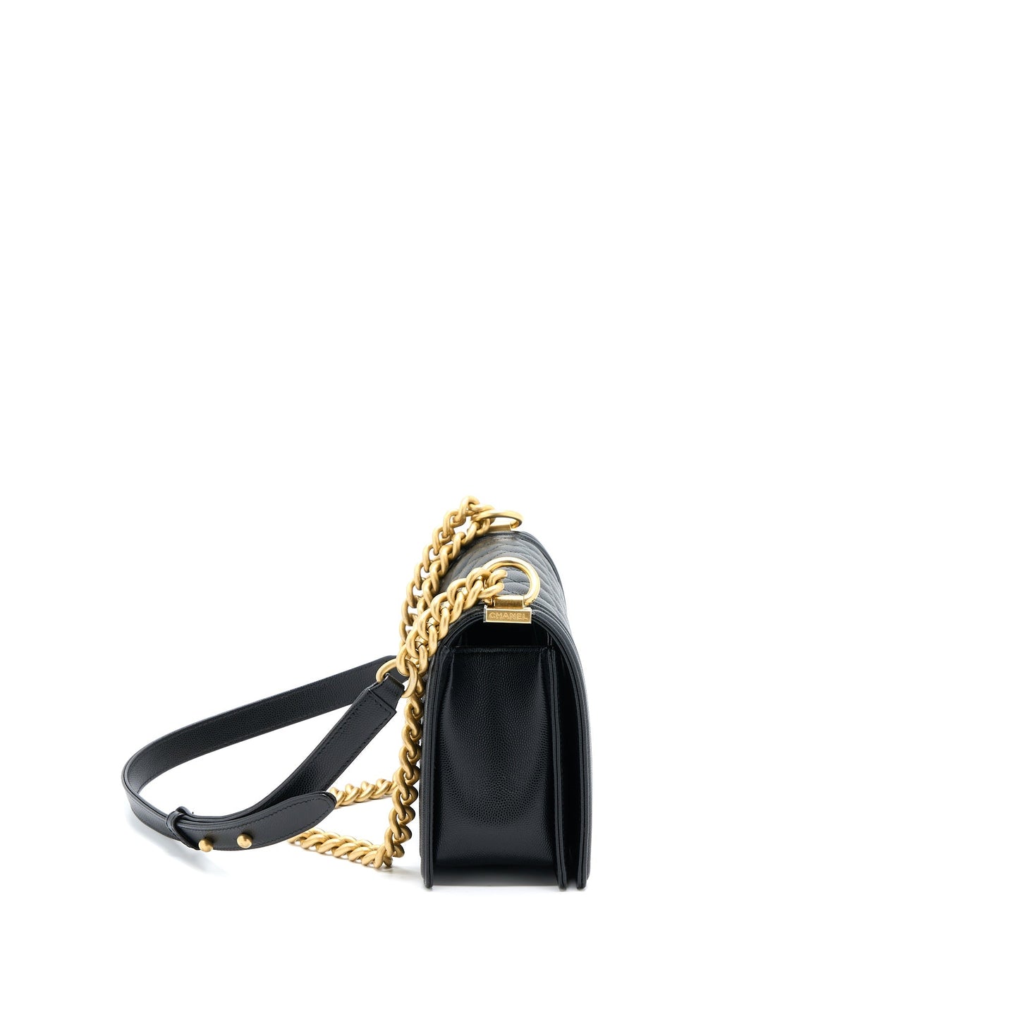 Chanel Medium Boy Bag Caviar Black Brushed  (Microchip)