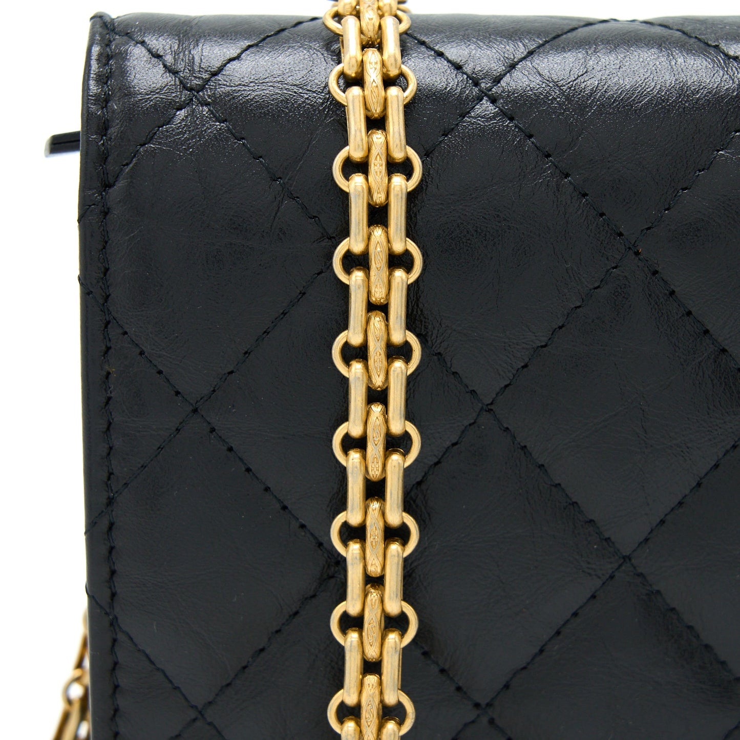 Chanel 2.55 Reissue Wallet on Chain Aged Calfskin Black Brushed  (Microchip)