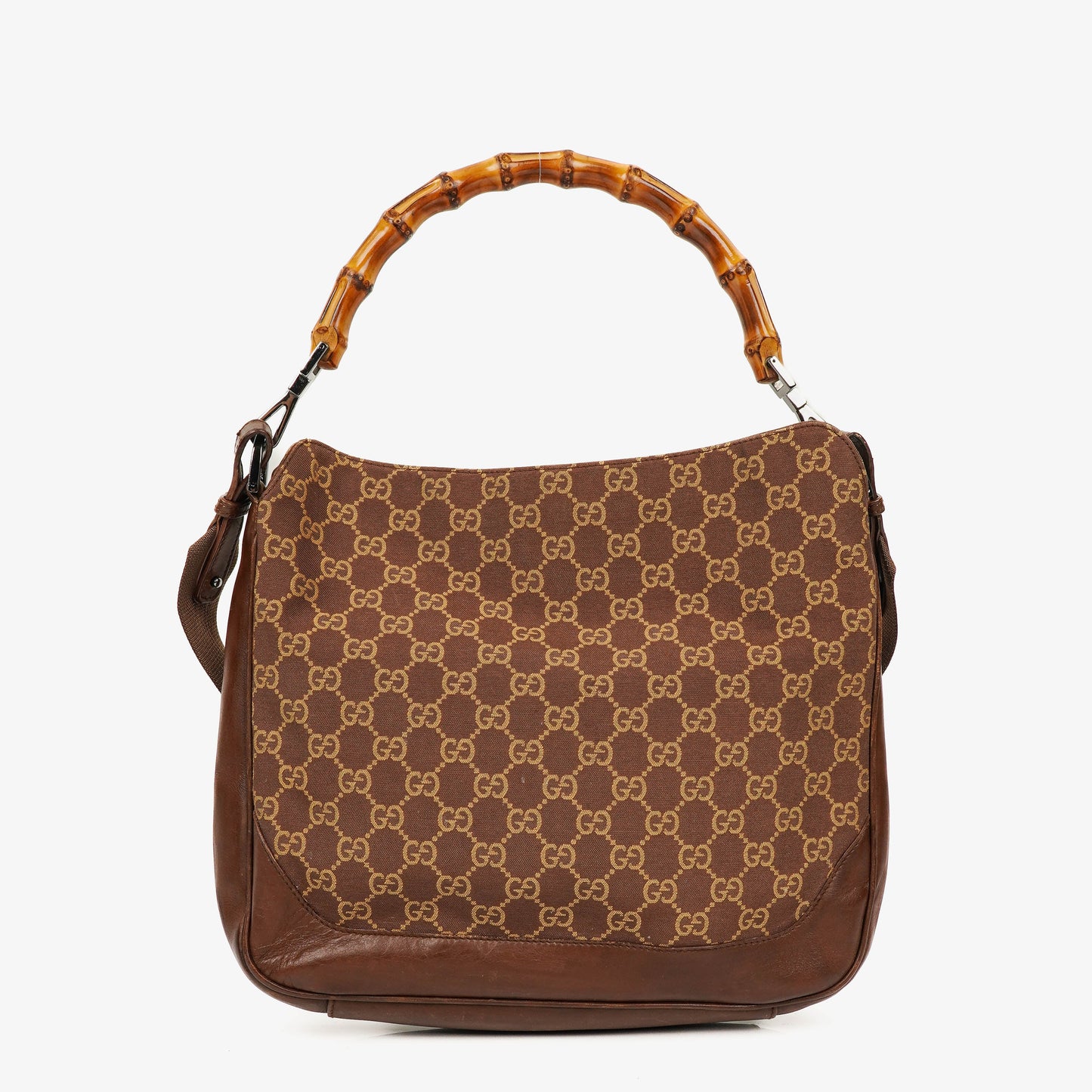 Gucci Bamboo Top Handle GG Canvas Brown/Biege Hobo Bag