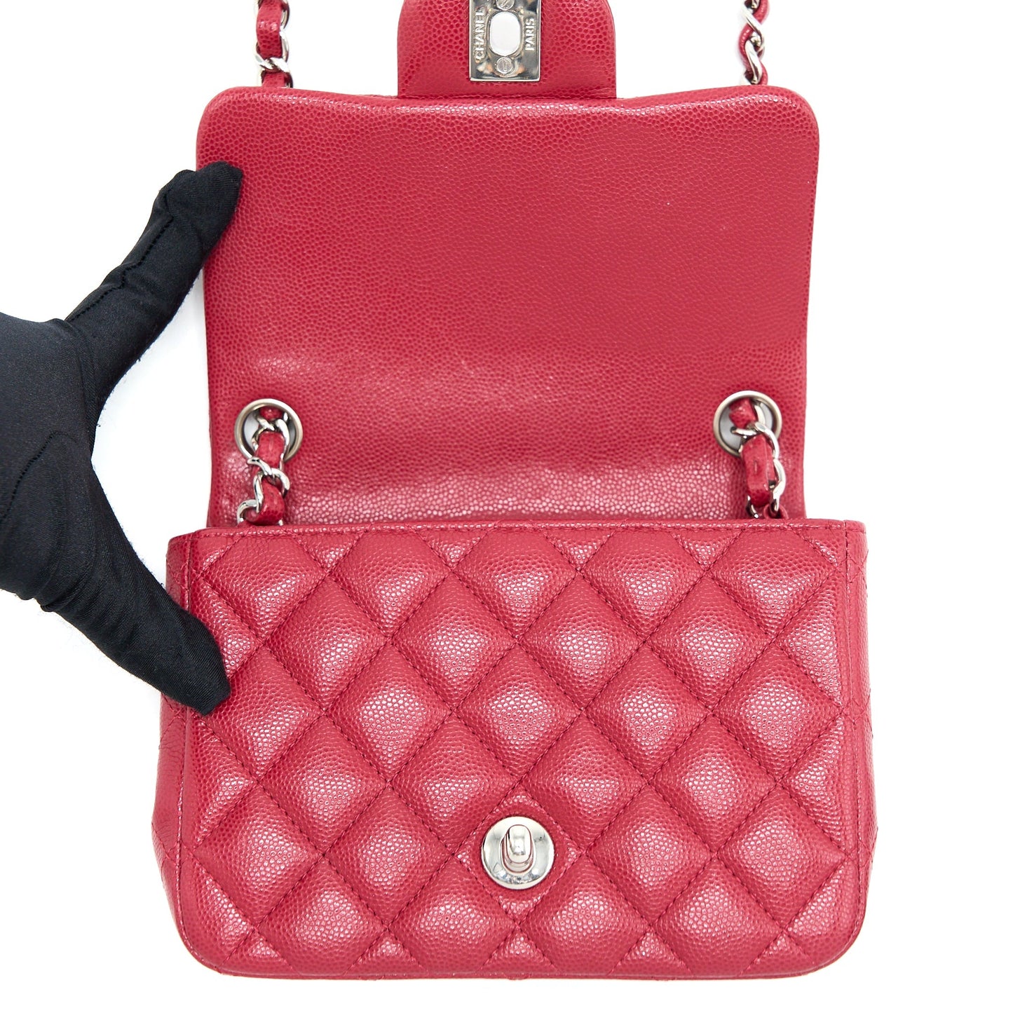 Chanel 18B Mini Square Caviar Red