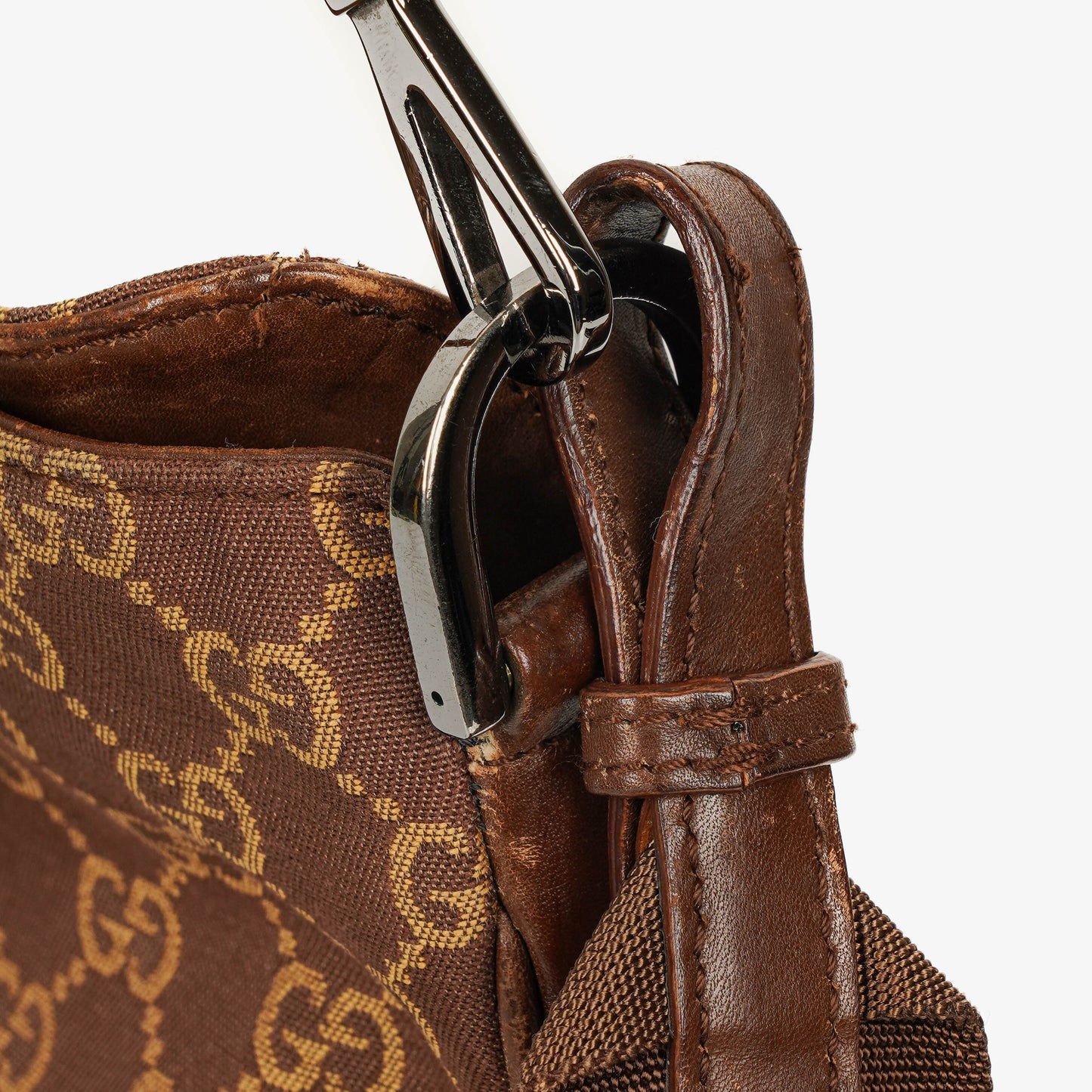 Gucci Bamboo Top Handle GG Canvas Brown/Biege Hobo Bag