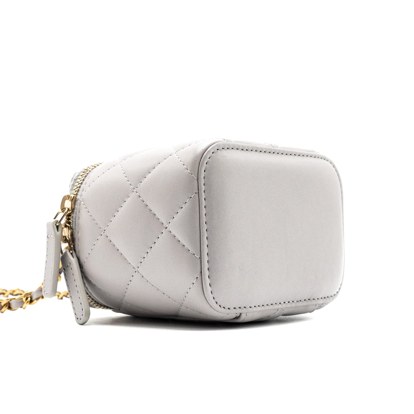 Chanel Top Handle Mini Vanity With Chain Light Grey