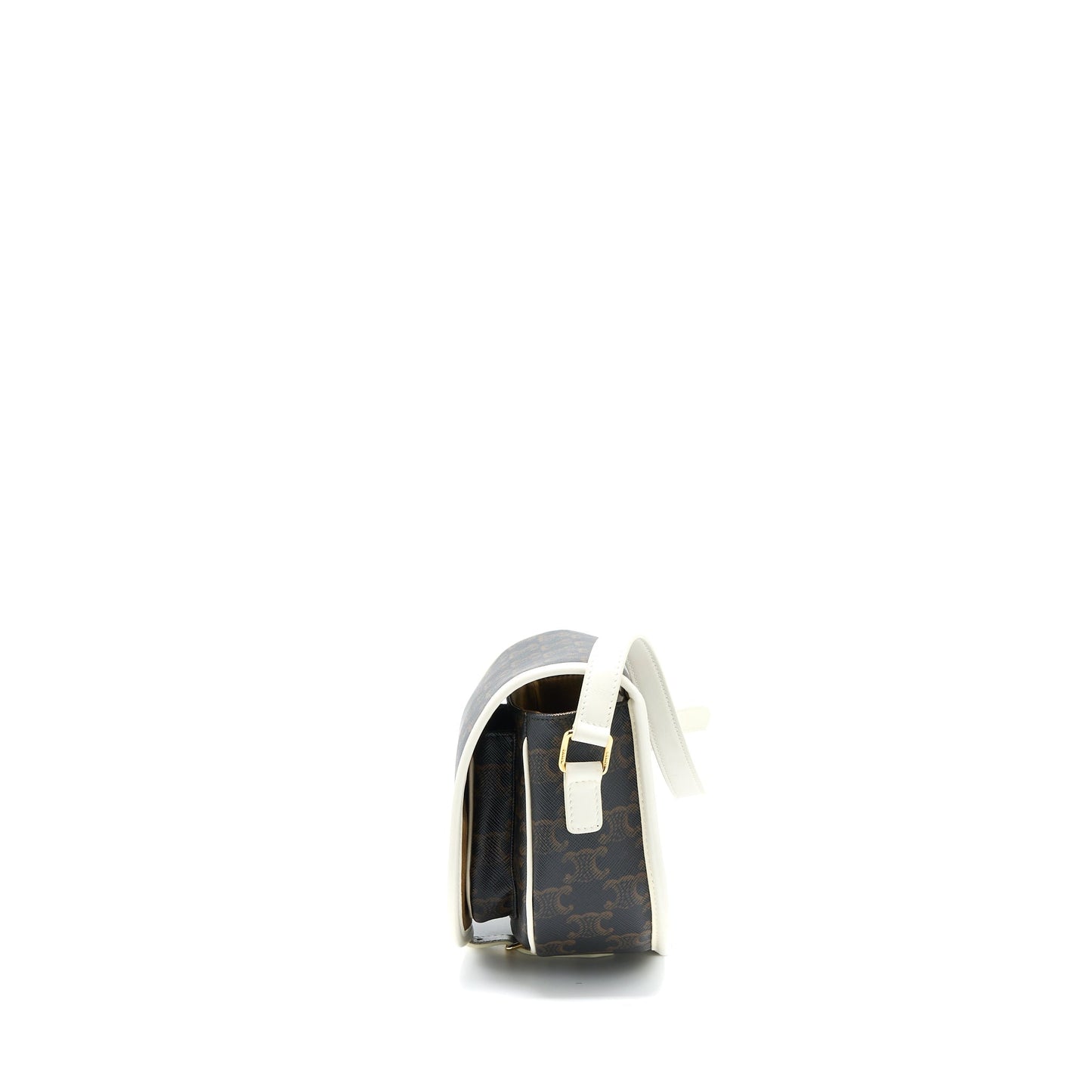 Celine Medium Folco Purse Triomphe Canvas/White