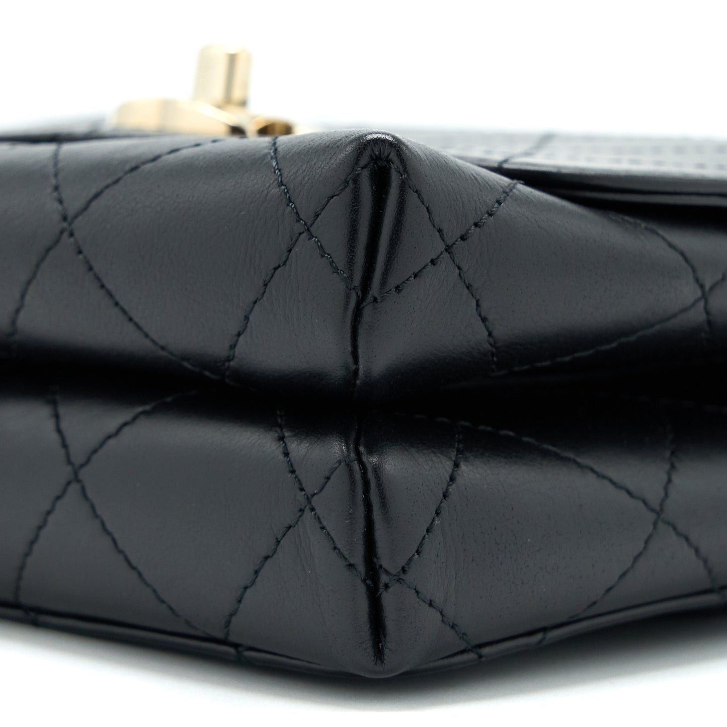 Chanel Seasonal Top Handle Flap Bag Calfskin Black