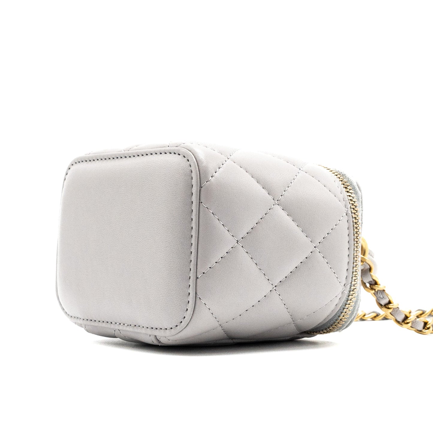 Chanel Top Handle Mini Vanity With Chain Light Grey