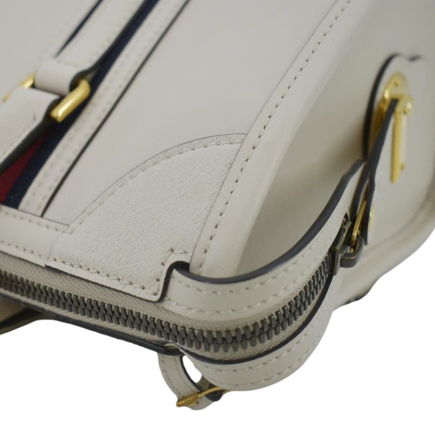 GUCCI Medium Top Handle Leather Shoulder Bag White 715666