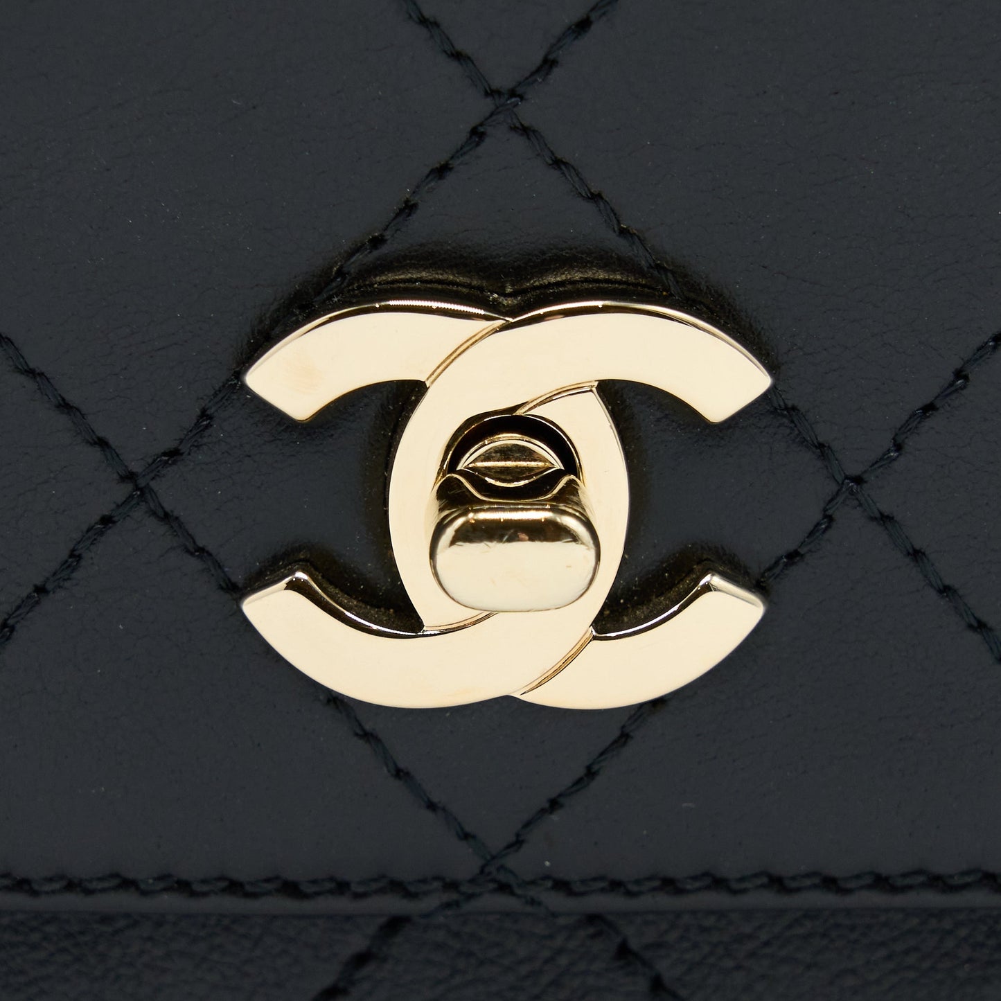 Chanel Seasonal Top Handle Flap Bag Calfskin Black