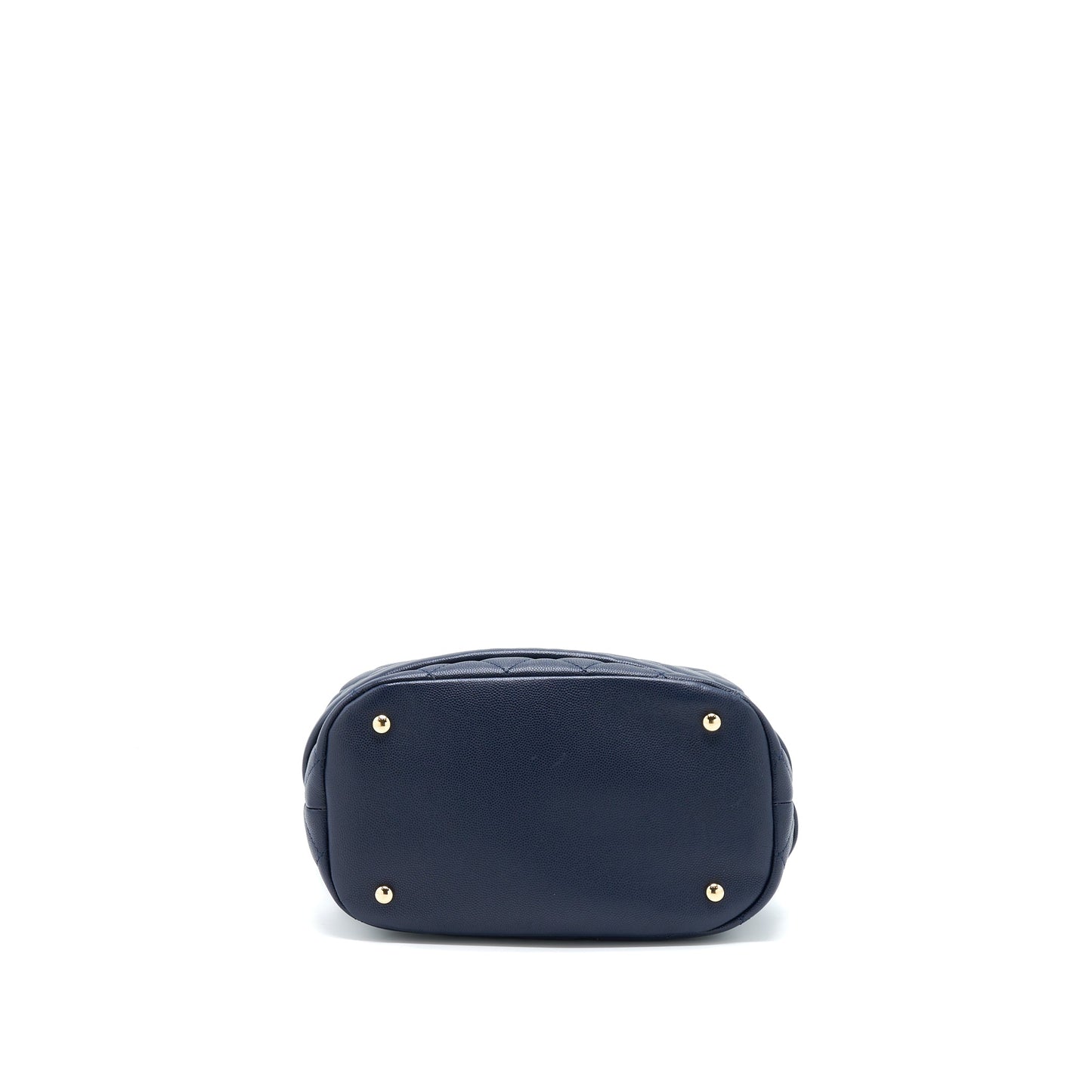 Chanel Top Handle Bucket Bag Caviar Navy Blue L