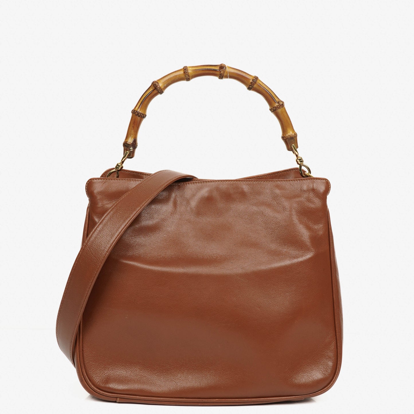Gucci Bamboo Top Handle Brown Leather Hobo Bag